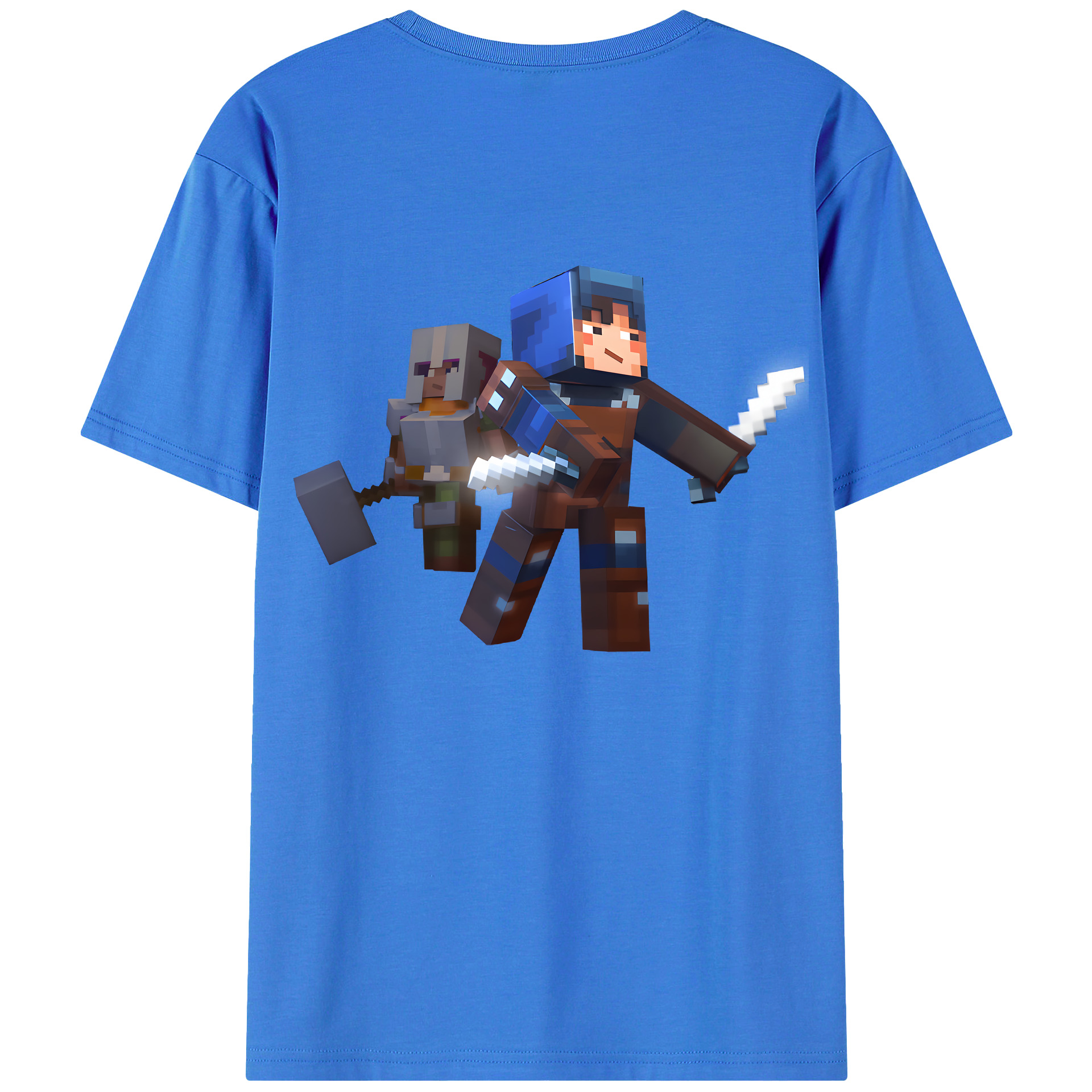 （画像用） マインクラフト ブロックの世界 Minecraft MC Block world 綿100％半袖Tシャツ（背面プリント）