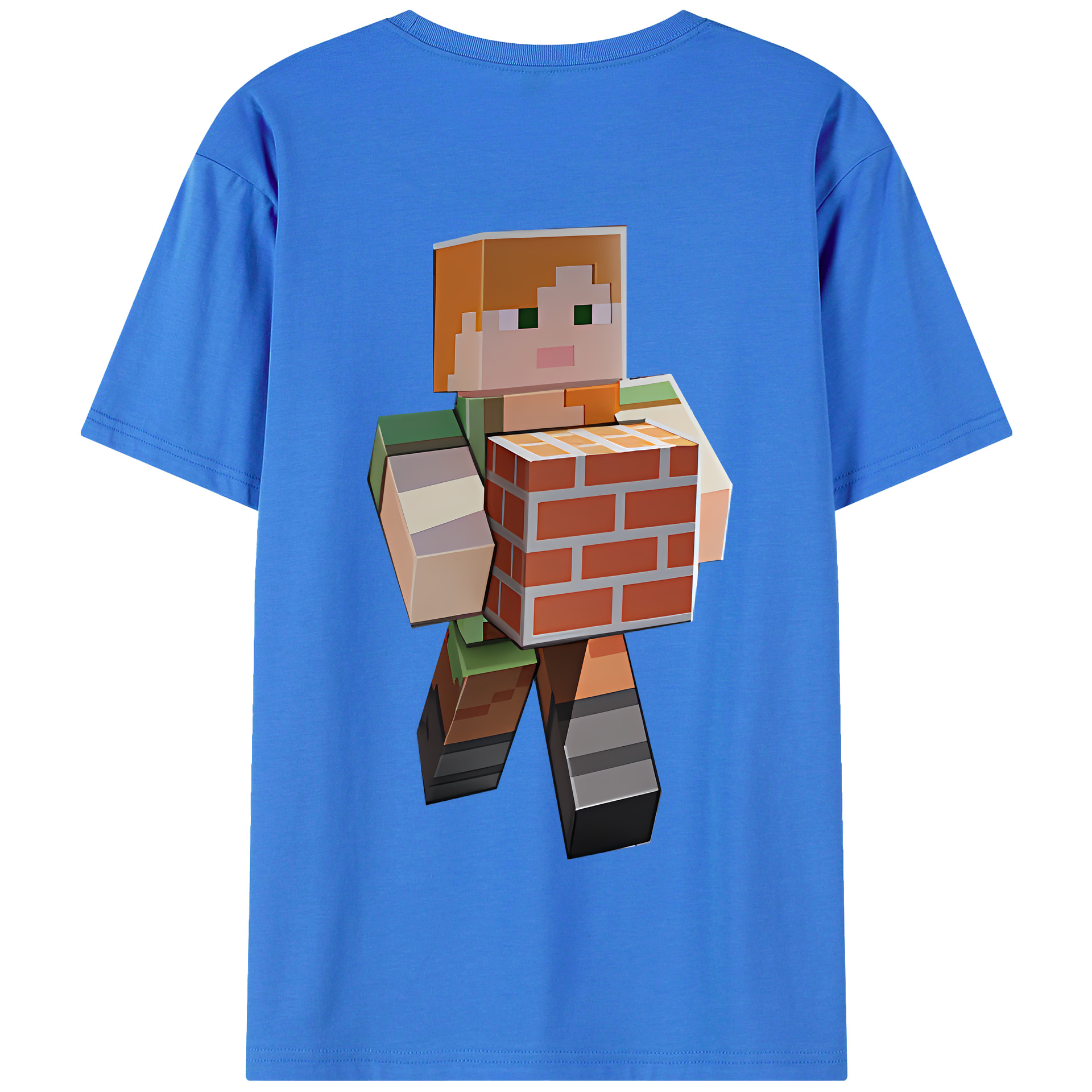 （画像用） マインクラフト ブロックの世界 Minecraft MC Block world 綿100％半袖Tシャツ（背面プリント）