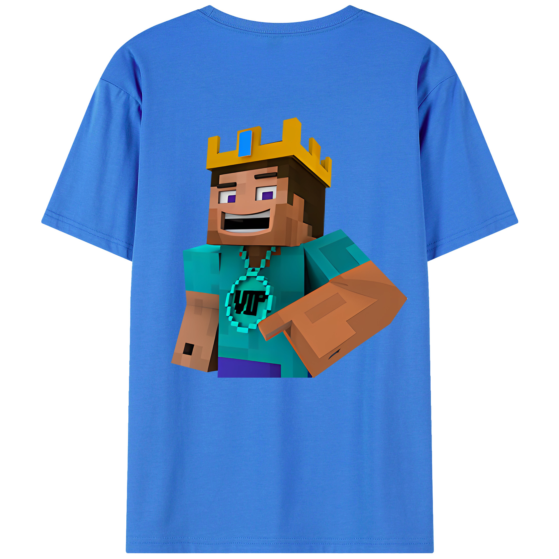 （画像用） マインクラフト ブロックの世界 Minecraft MC Block world 綿100％半袖Tシャツ（背面プリント）