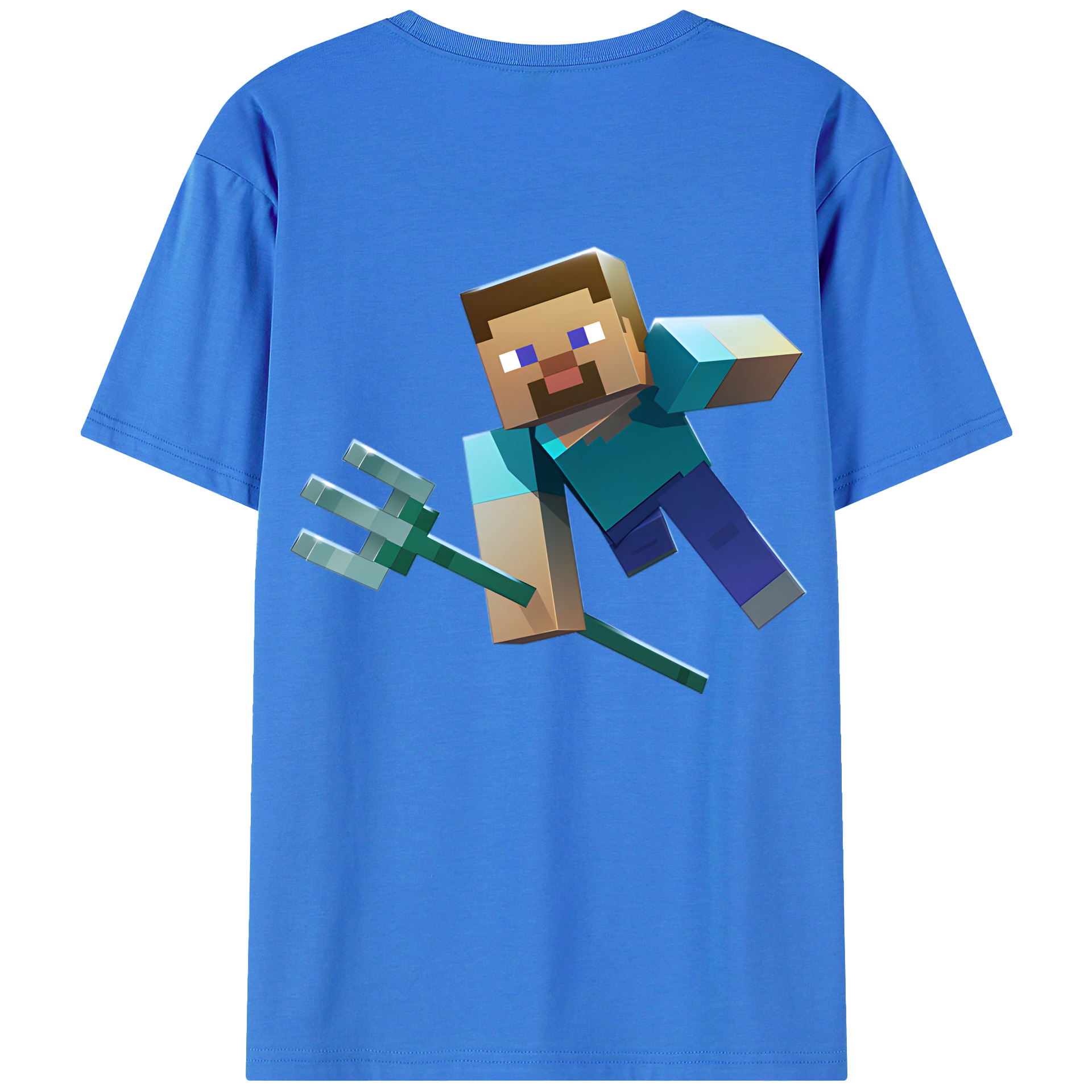 （画像用） マインクラフト ブロックの世界 Minecraft MC Block world 綿100％半袖Tシャツ（背面プリント）