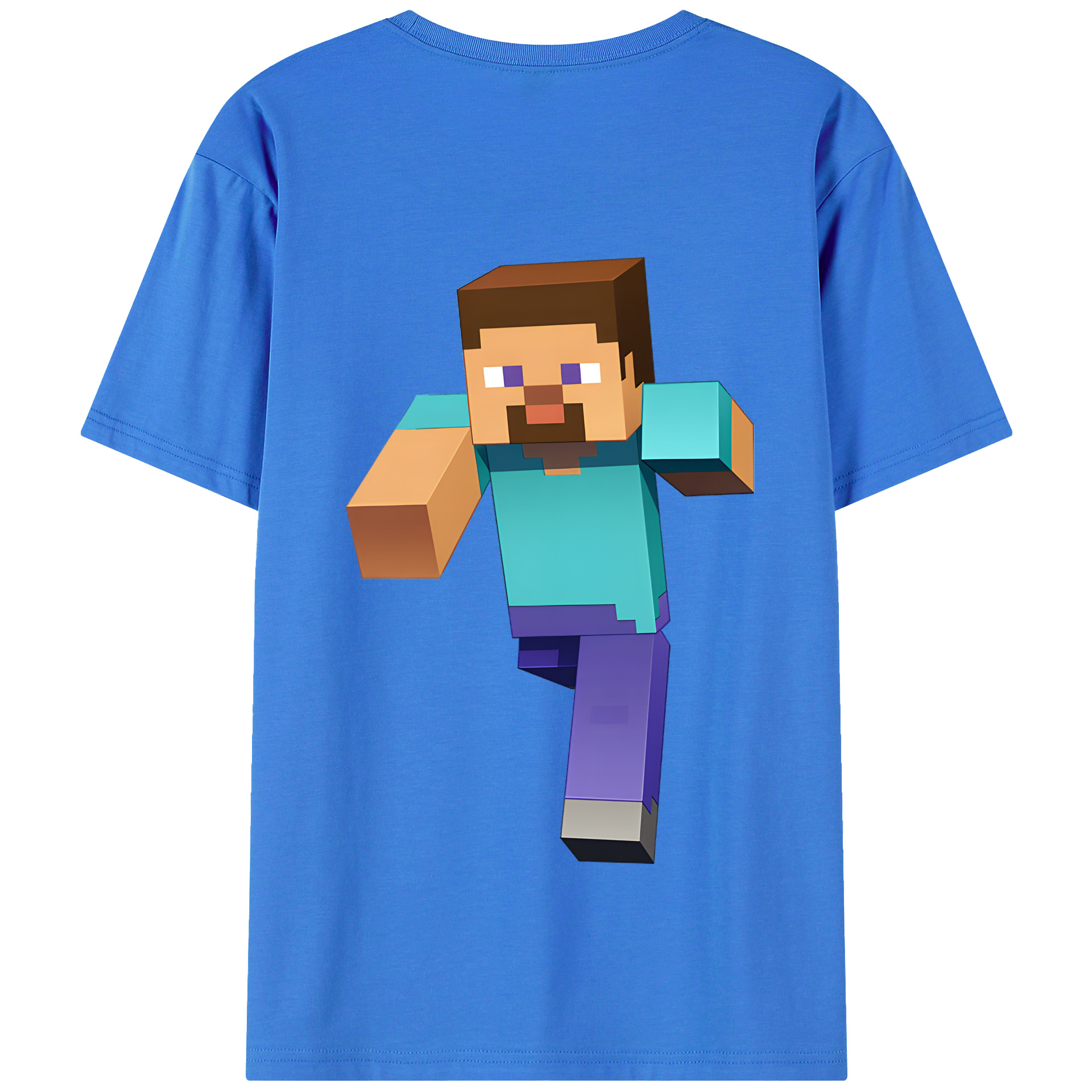 （画像用） マインクラフト ブロックの世界 Minecraft MC Block world 綿100％半袖Tシャツ（背面プリント）