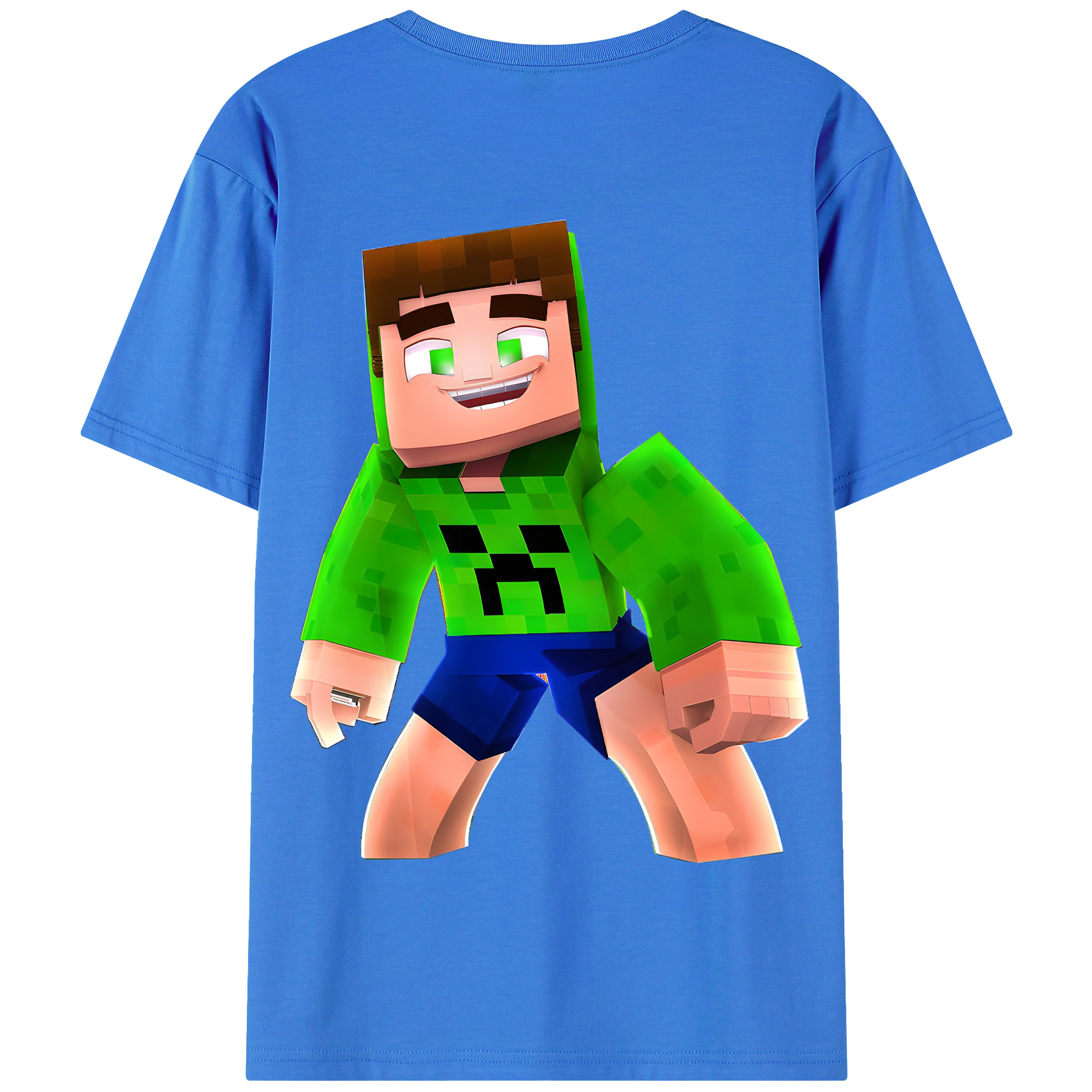 （画像用） マインクラフト ブロックの世界 Minecraft MC Block world 綿100％半袖Tシャツ（背面プリント）