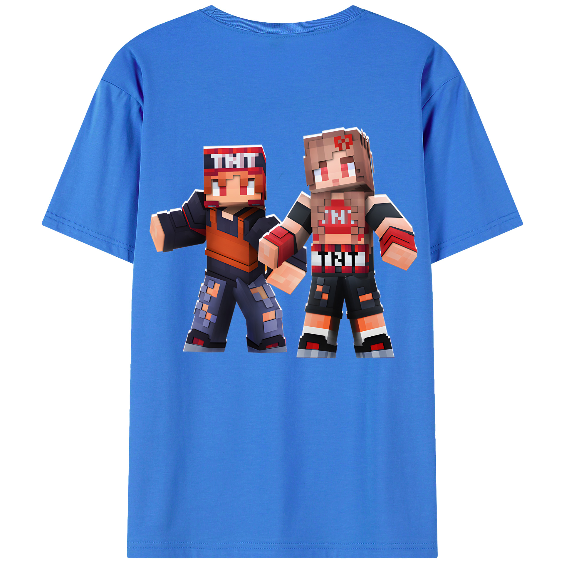 （画像用） マインクラフト ブロックの世界 Minecraft MC Block world 綿100％半袖Tシャツ（背面プリント）
