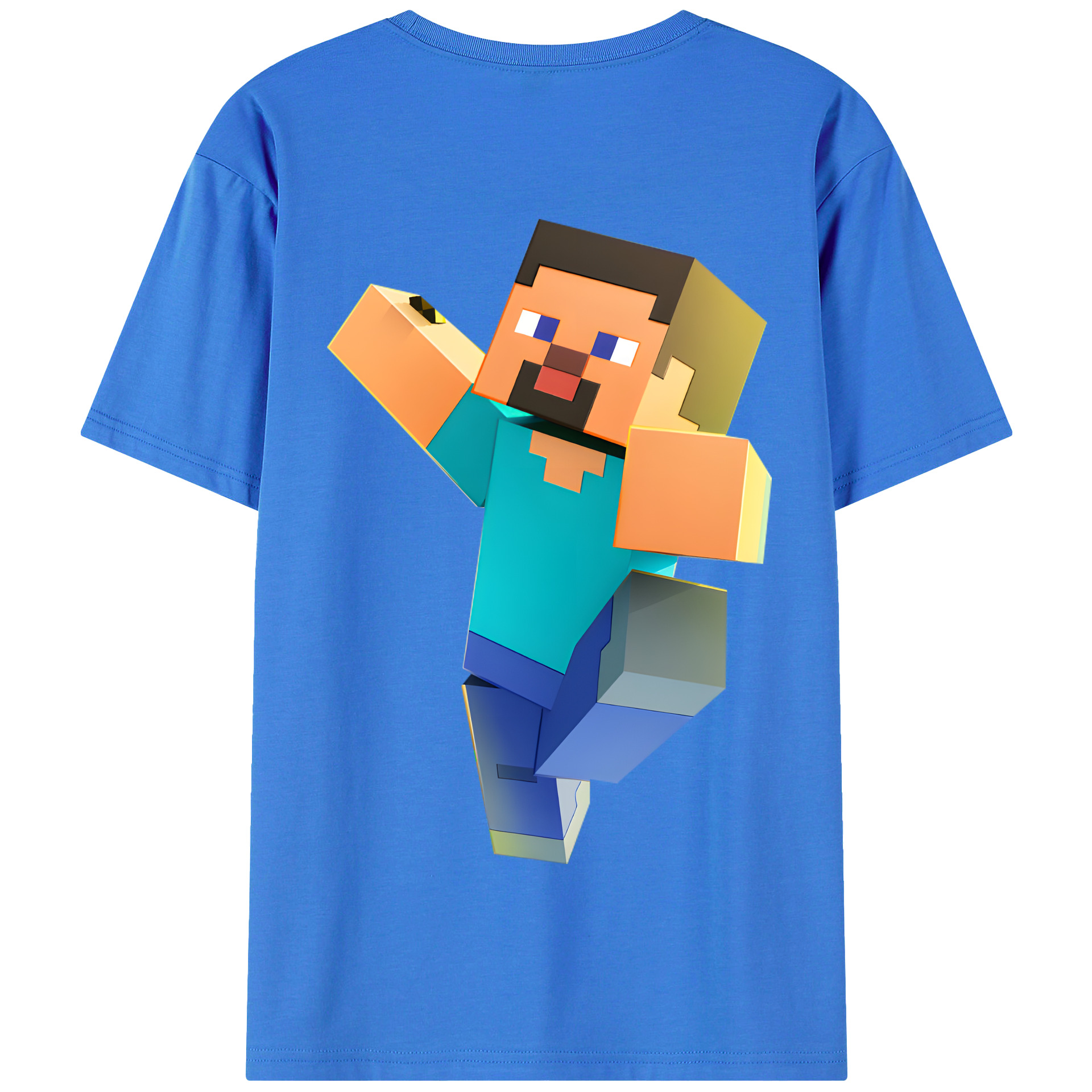 （画像用） マインクラフト ブロックの世界 Minecraft MC Block world 綿100％半袖Tシャツ（背面プリント）