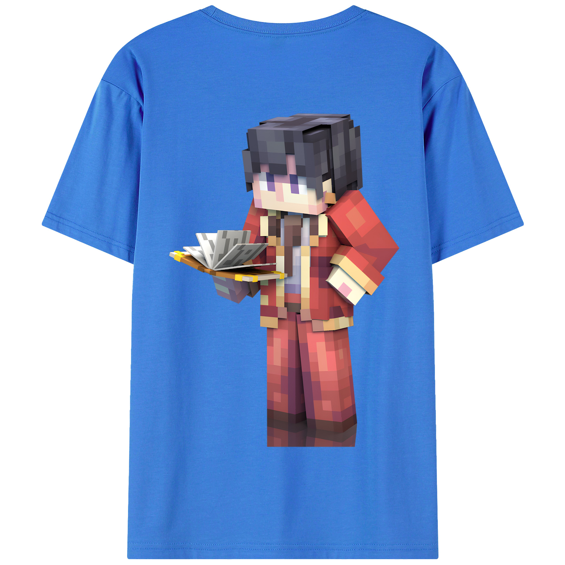 （画像用） マインクラフト ブロックの世界 Minecraft MC Block world 綿100％半袖Tシャツ（背面プリント）