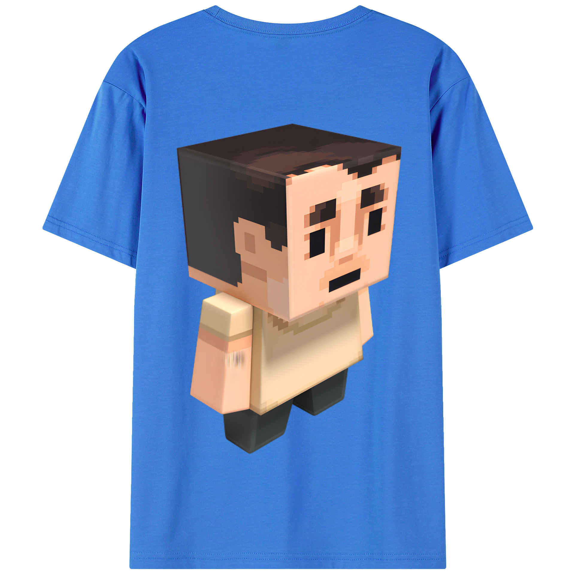 （画像用） マインクラフト ブロックの世界 Minecraft MC Block world 綿100％半袖Tシャツ（背面プリント）