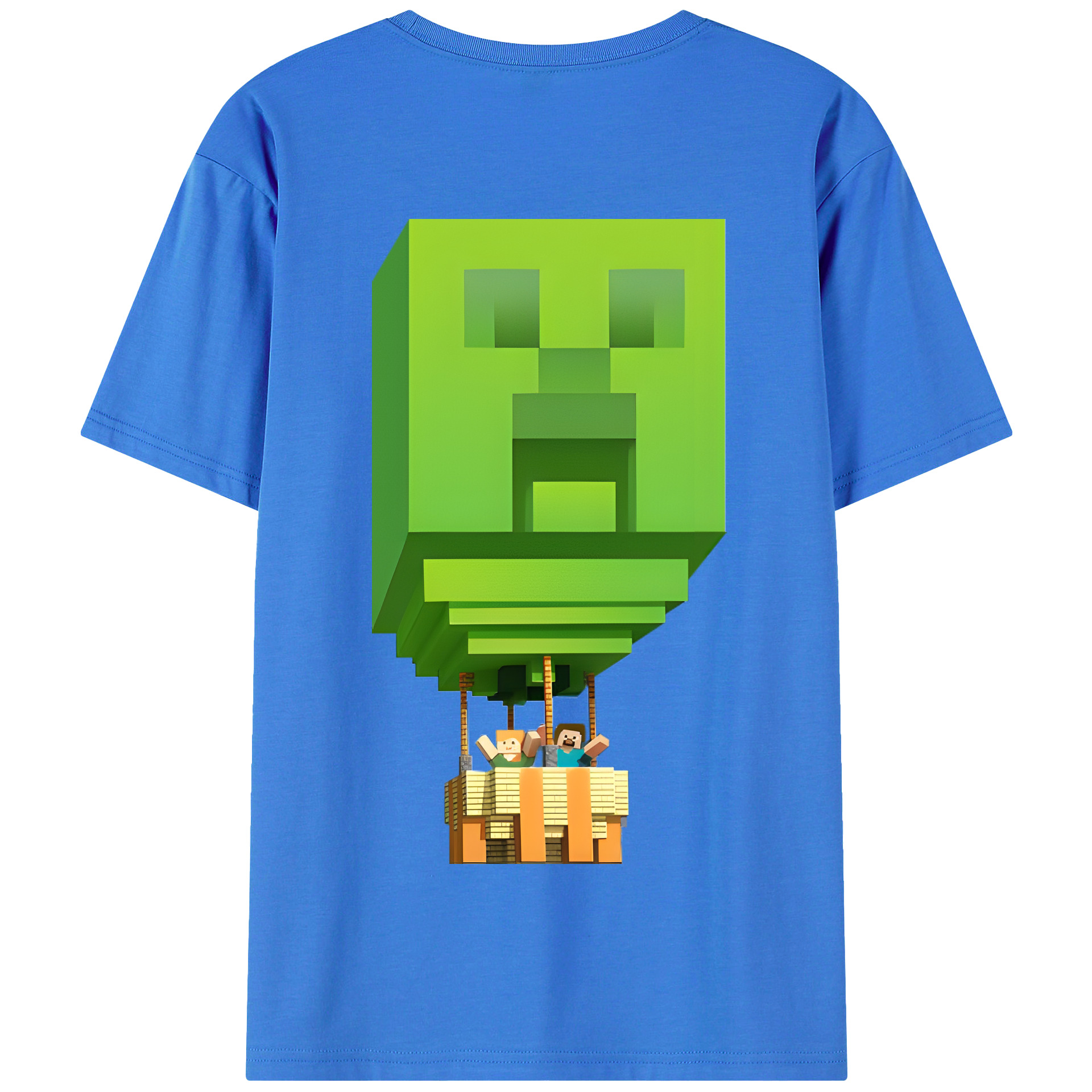 （画像用） マインクラフト ブロックの世界 Minecraft MC Block world 綿100％半袖Tシャツ（背面プリント）