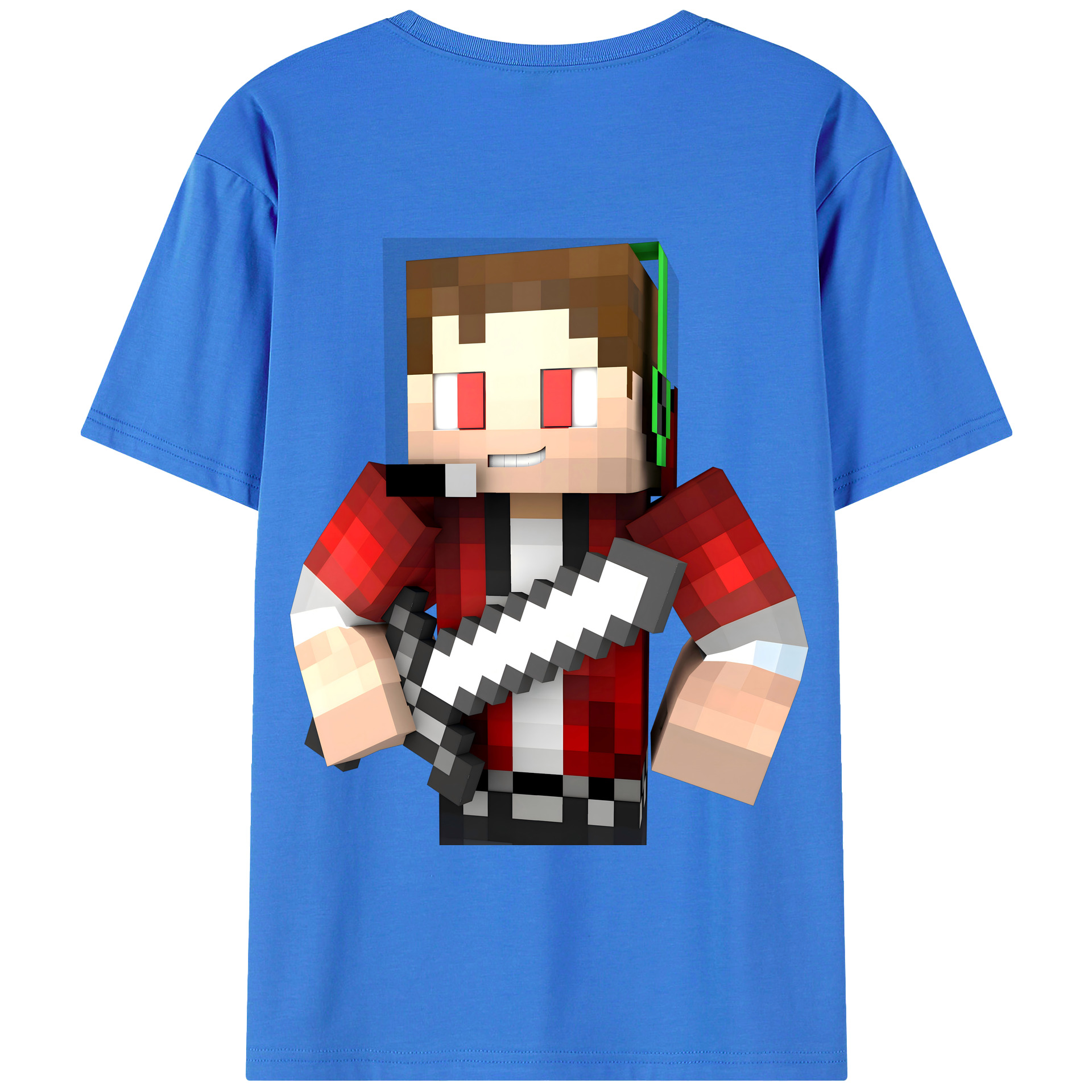 （画像用） マインクラフト ブロックの世界 Minecraft MC Block world 綿100％半袖Tシャツ（背面プリント）
