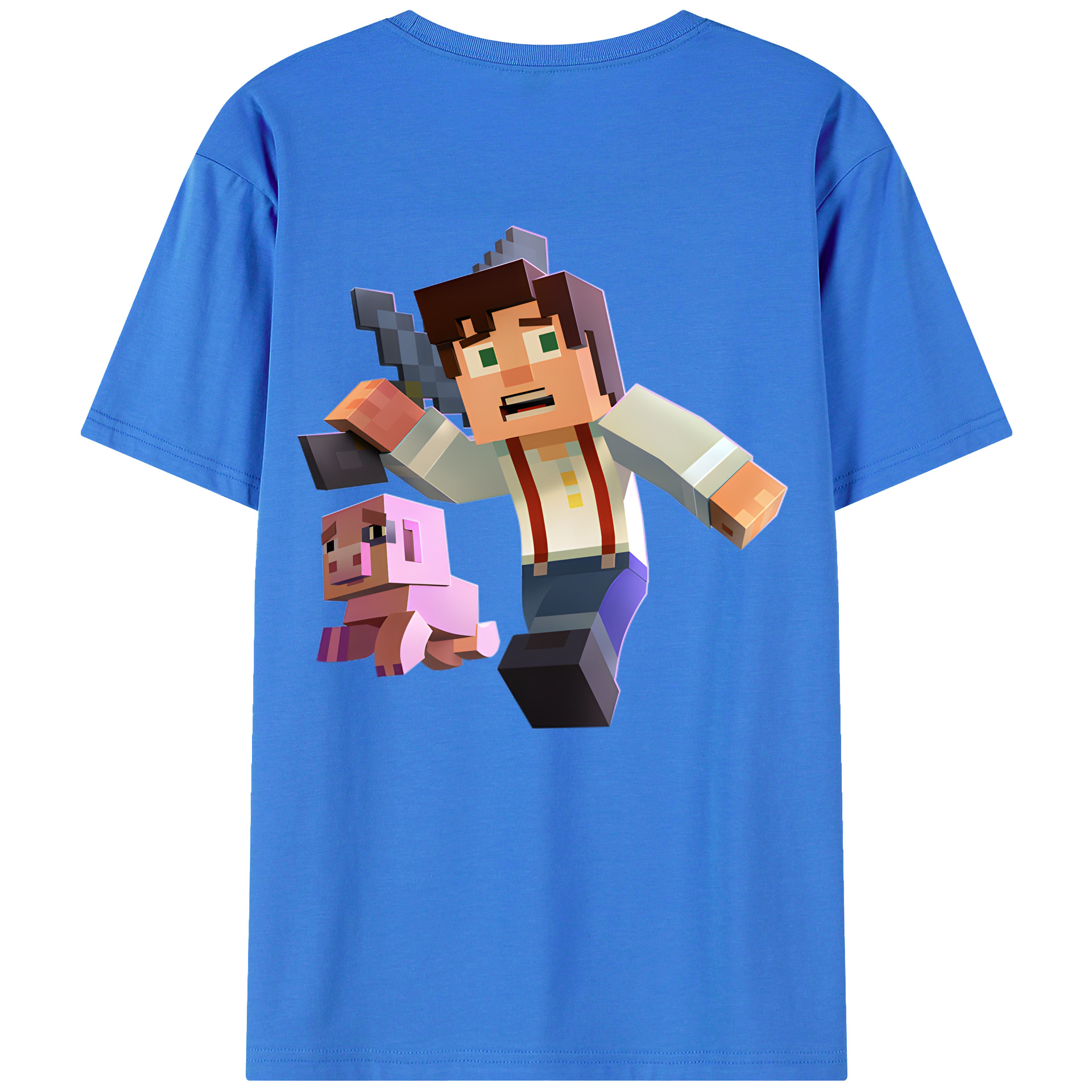 （画像用） マインクラフト ブロックの世界 Minecraft MC Block world 綿100％半袖Tシャツ（背面プリント）