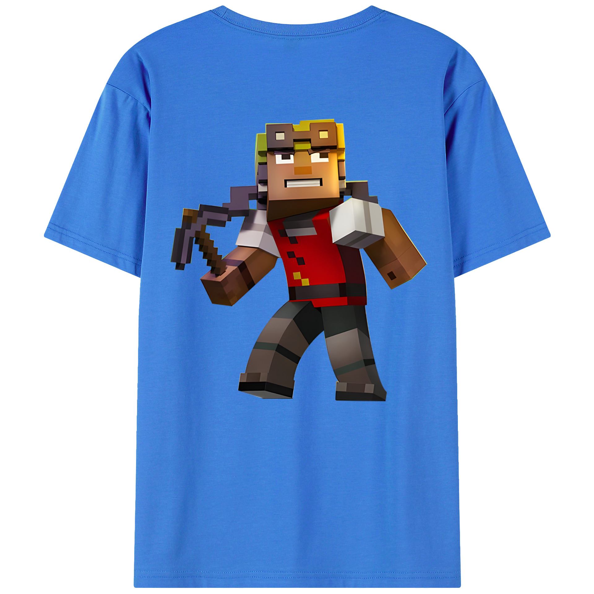 （画像用） マインクラフト ブロックの世界 Minecraft MC Block world 綿100％半袖Tシャツ（背面プリント）
