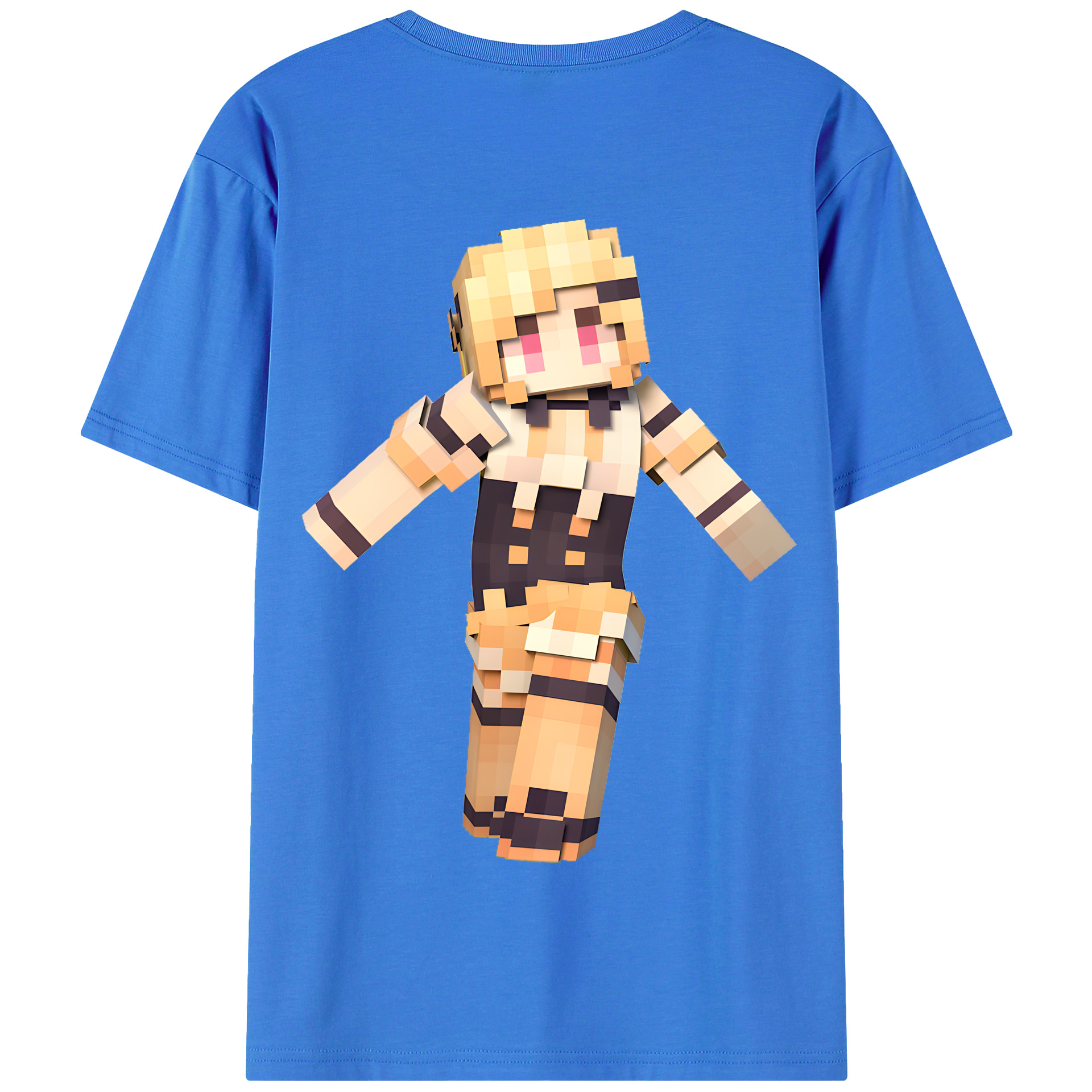 （画像用） マインクラフト ブロックの世界 Minecraft MC Block world 綿100％半袖Tシャツ（背面プリント）