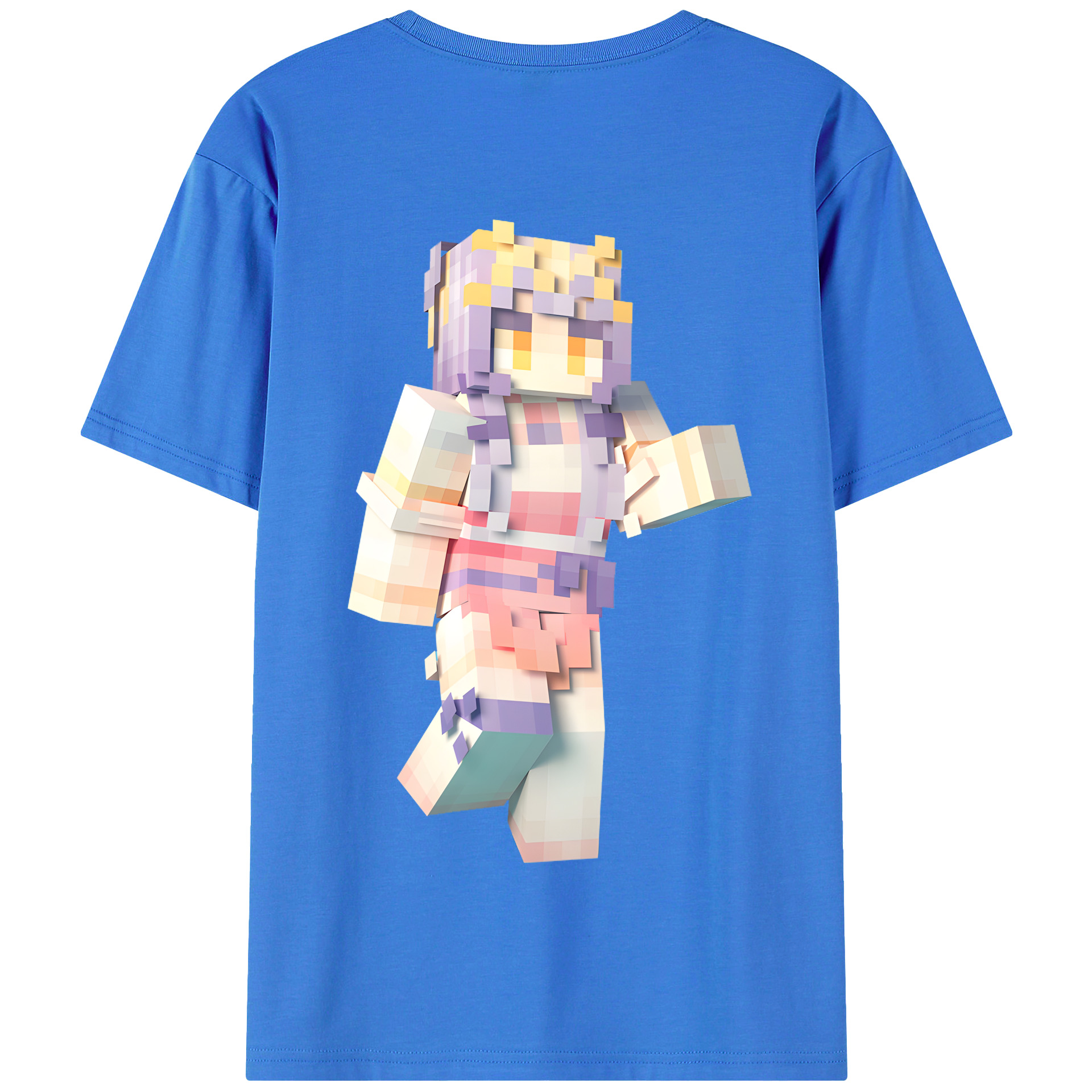（画像用） マインクラフト ブロックの世界 Minecraft MC Block world 綿100％半袖Tシャツ（背面プリント）