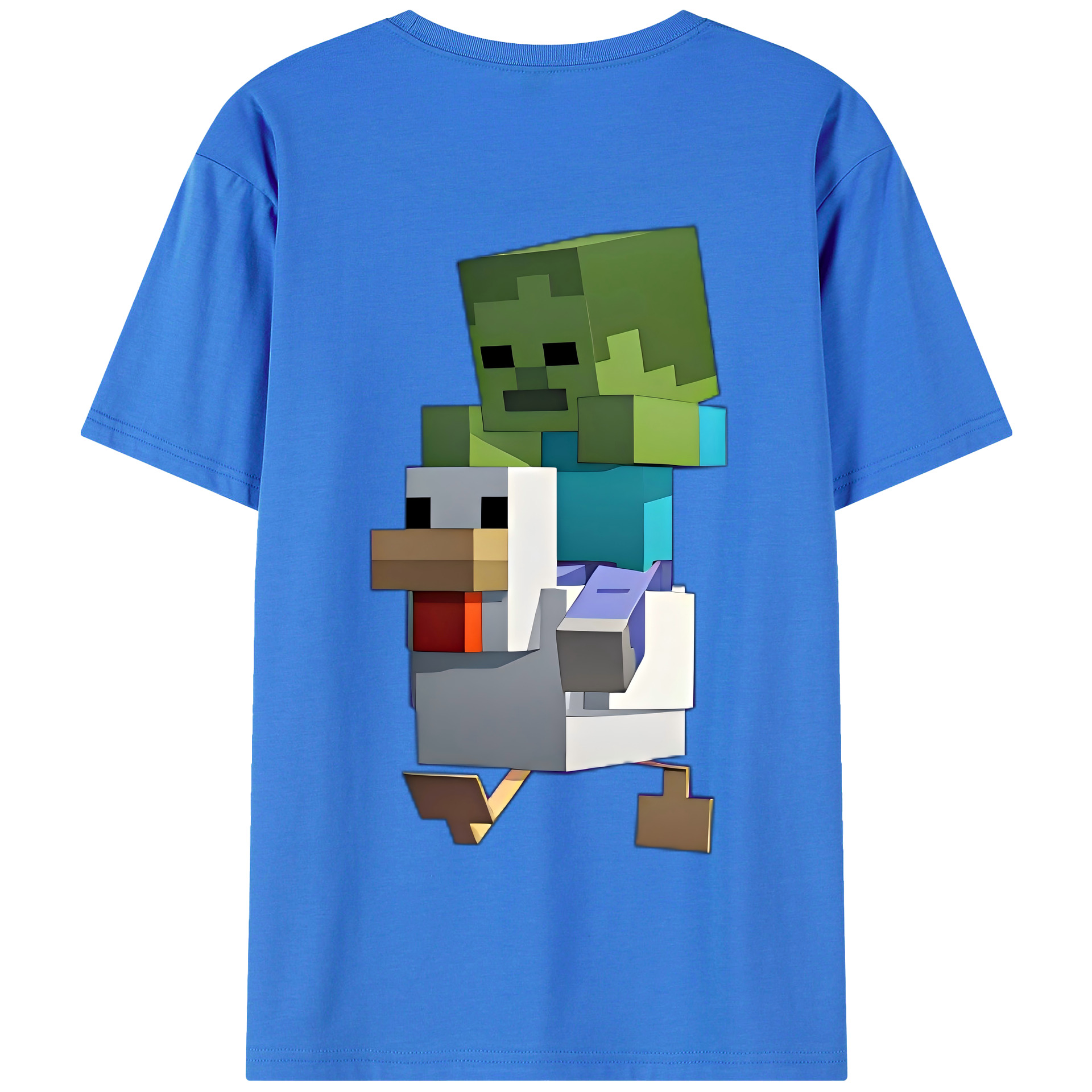 （画像用） マインクラフト ブロックの世界 Minecraft MC Block world 綿100％半袖Tシャツ（背面プリント）