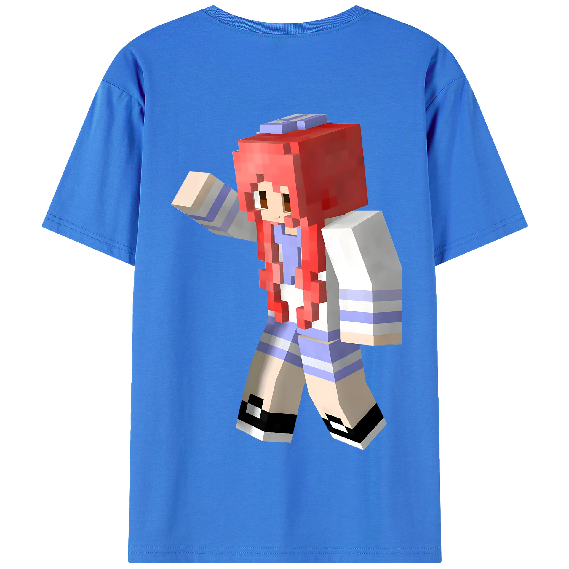 （画像用） マインクラフト ブロックの世界 Minecraft MC Block world 綿100％半袖Tシャツ（背面プリント）