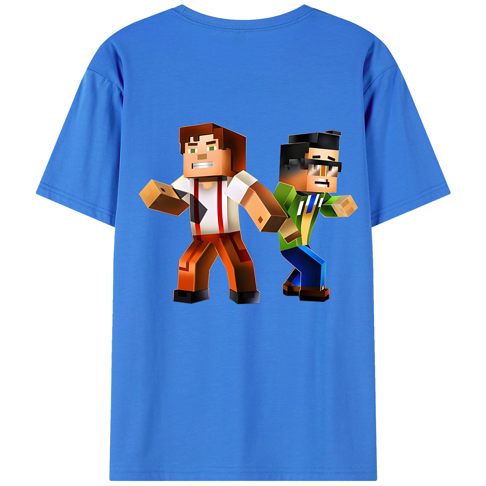 （画像用） マインクラフト ブロックの世界 Minecraft MC Block world 綿100％半袖Tシャツ（背面プリント）
