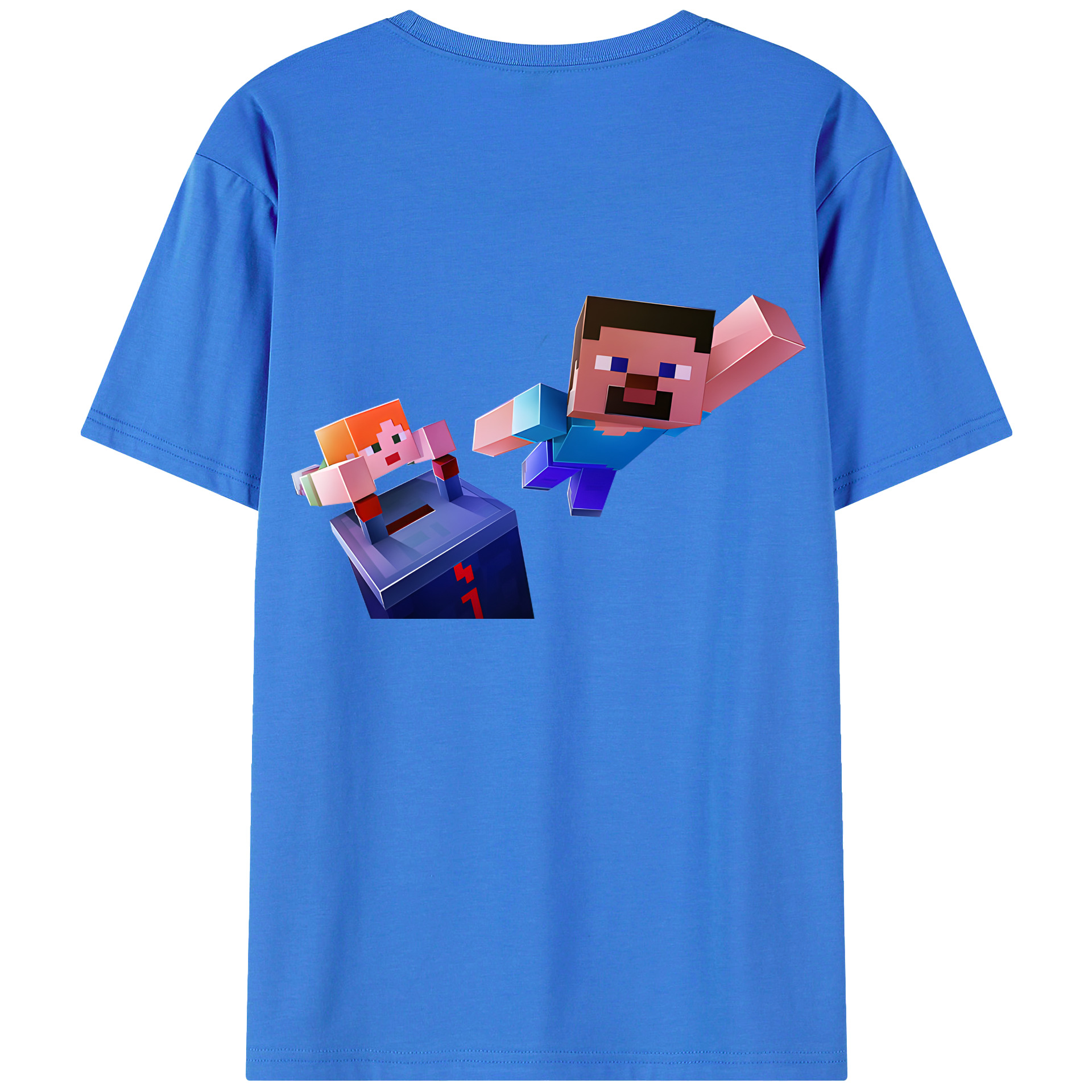 （画像用） マインクラフト ブロックの世界 Minecraft MC Block world 綿100％半袖Tシャツ（背面プリント）