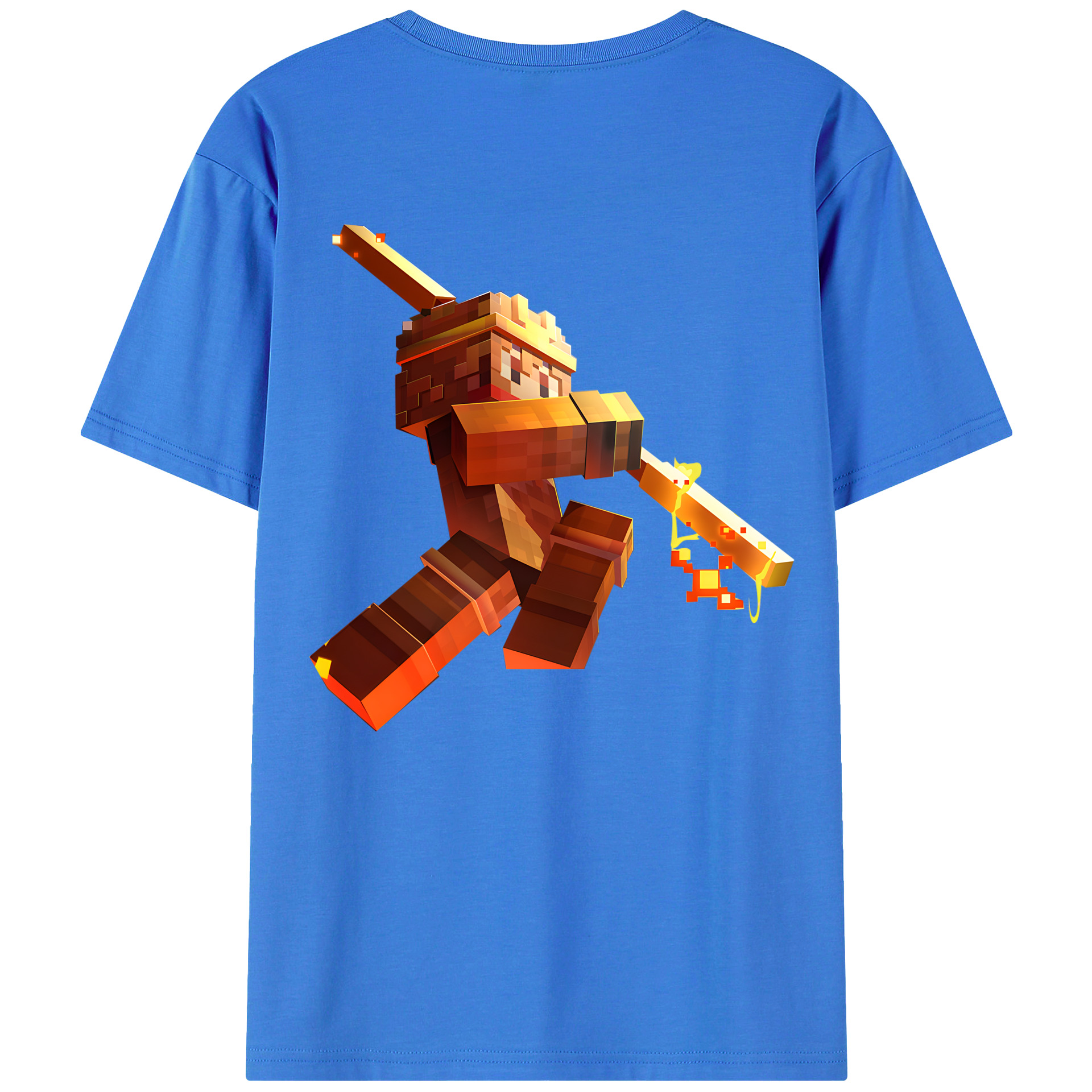 （画像用） マインクラフト ブロックの世界 Minecraft MC Block world 綿100％半袖Tシャツ（背面プリント）