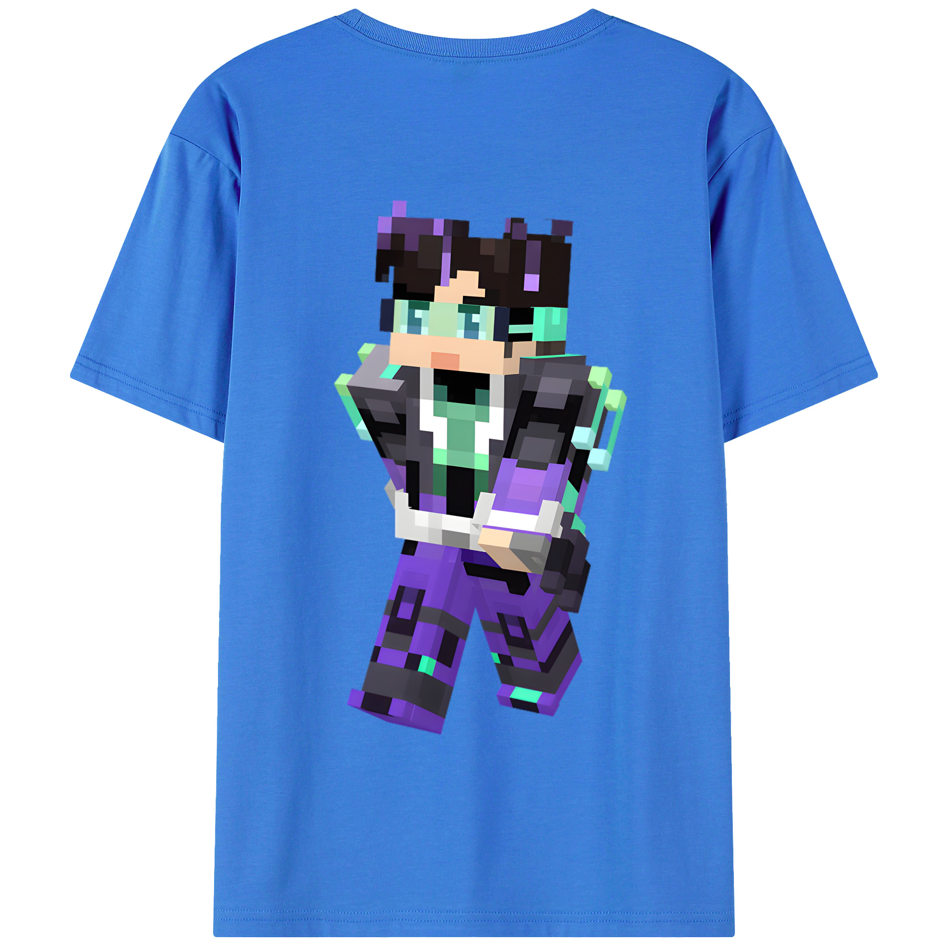 （画像用） マインクラフト ブロックの世界 Minecraft MC Block world 綿100％半袖Tシャツ（背面プリント）