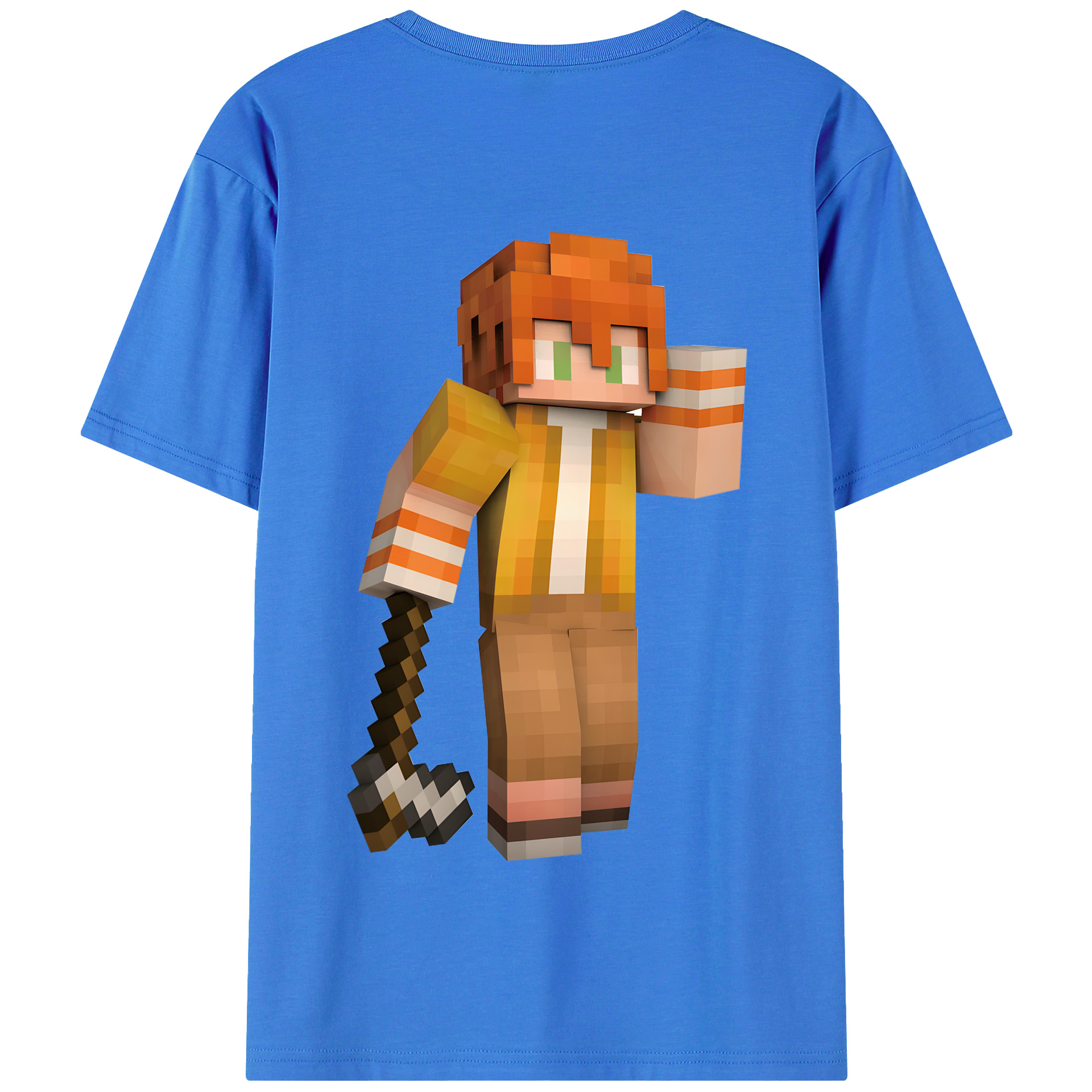 （画像用） マインクラフト ブロックの世界 Minecraft MC Block world 綿100％半袖Tシャツ（背面プリント）