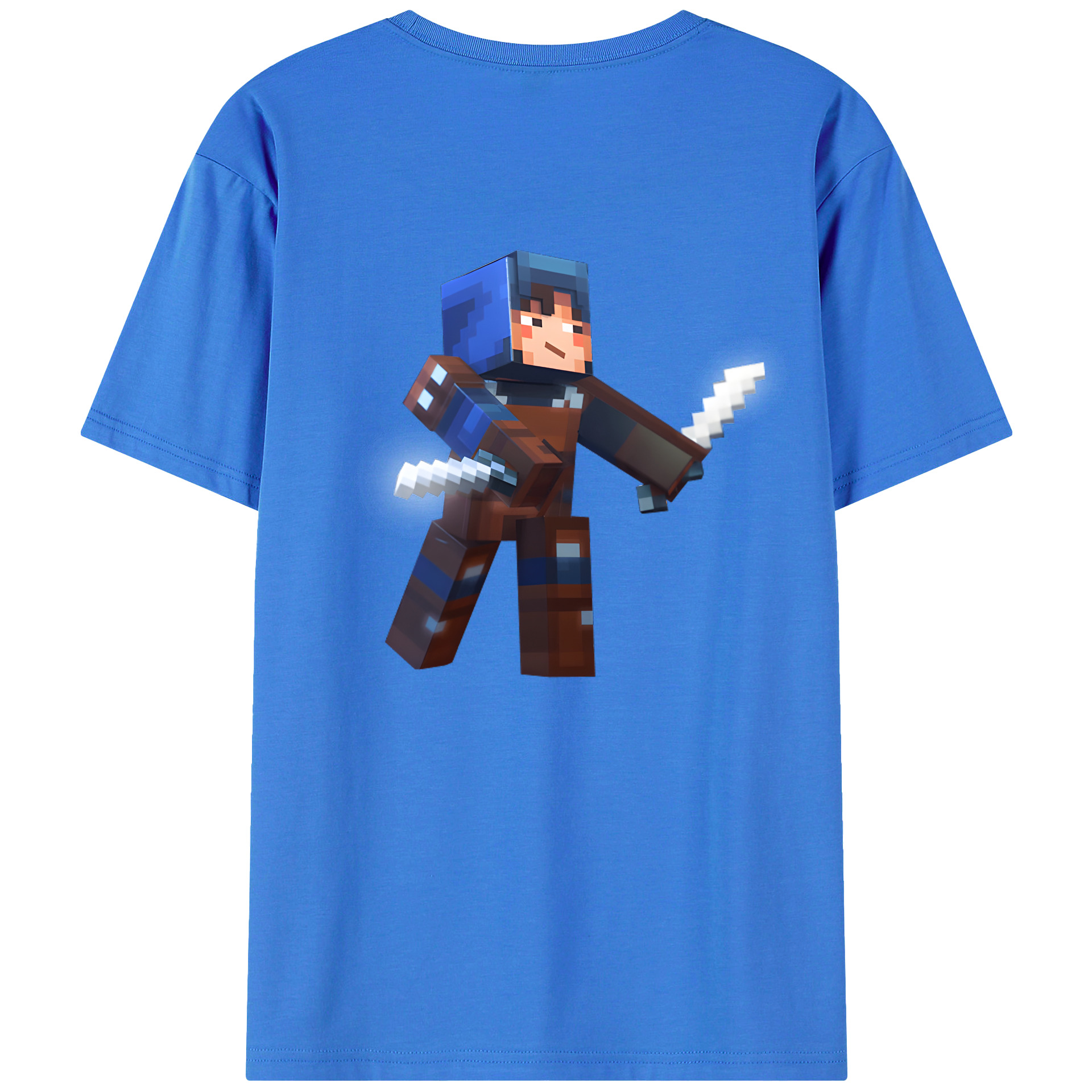 （画像用） マインクラフト ブロックの世界 Minecraft MC Block world 綿100％半袖Tシャツ（背面プリント）