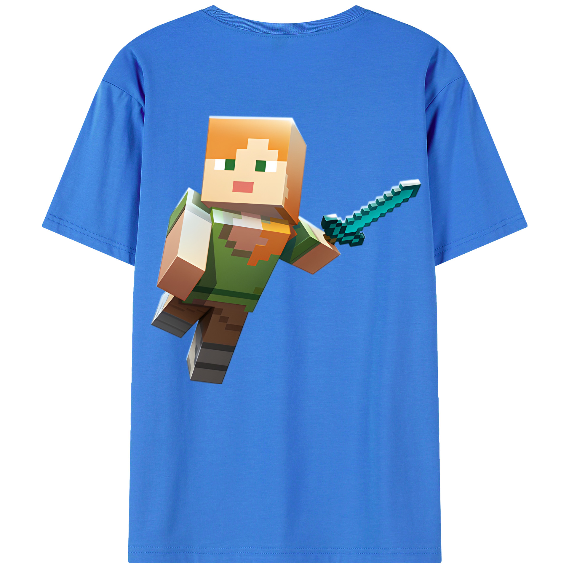 （画像用） マインクラフト ブロックの世界 Minecraft MC Block world 綿100％半袖Tシャツ（背面プリント）