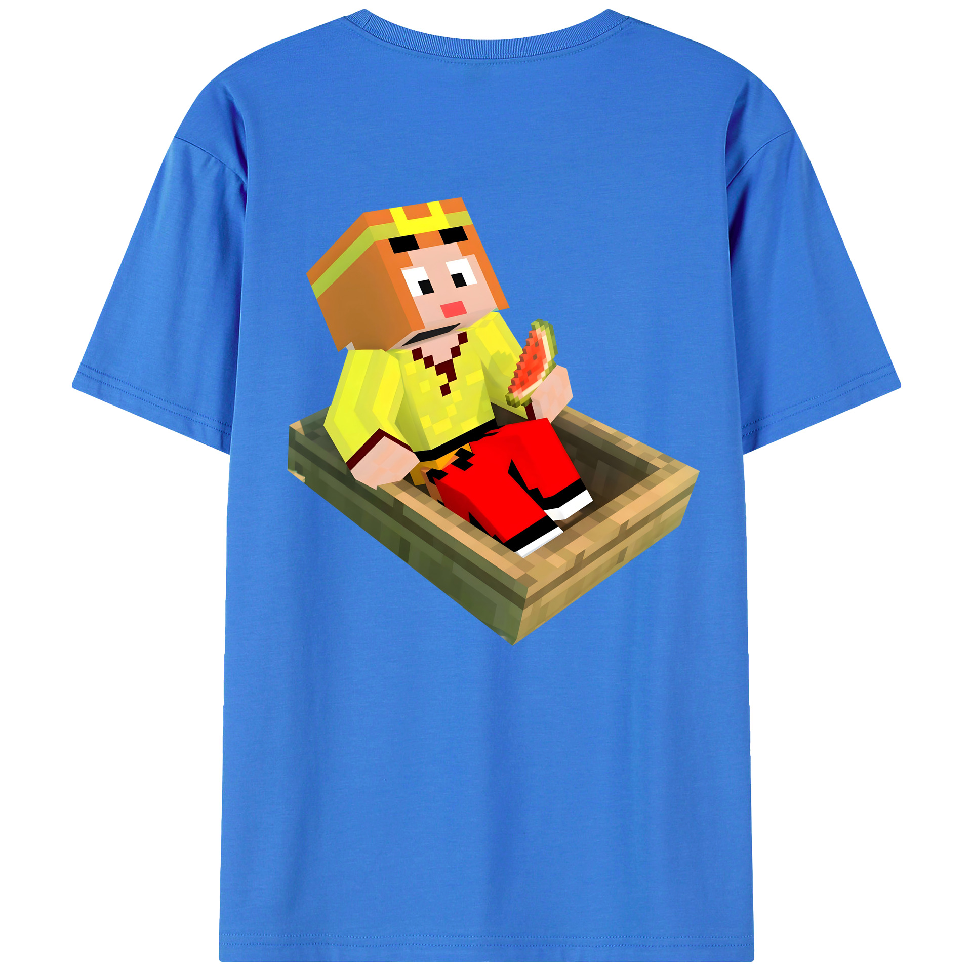 （画像用） マインクラフト ブロックの世界 Minecraft MC Block world 綿100％半袖Tシャツ（背面プリント）