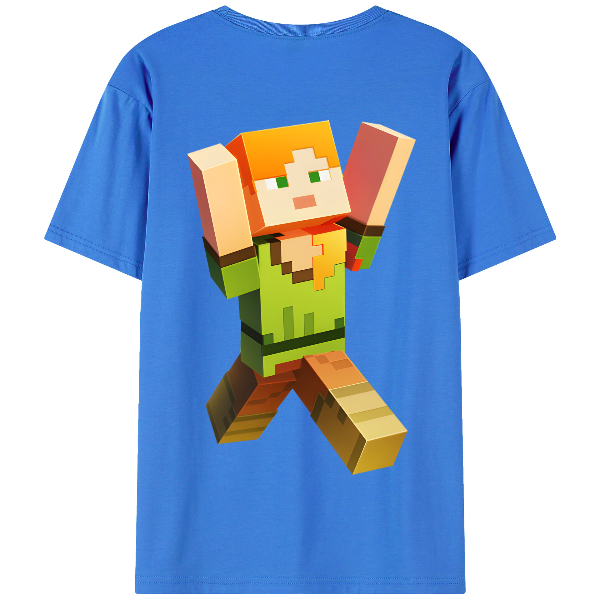 （画像用） マインクラフト ブロックの世界 Minecraft MC Block world 綿100％半袖Tシャツ（背面プリント）