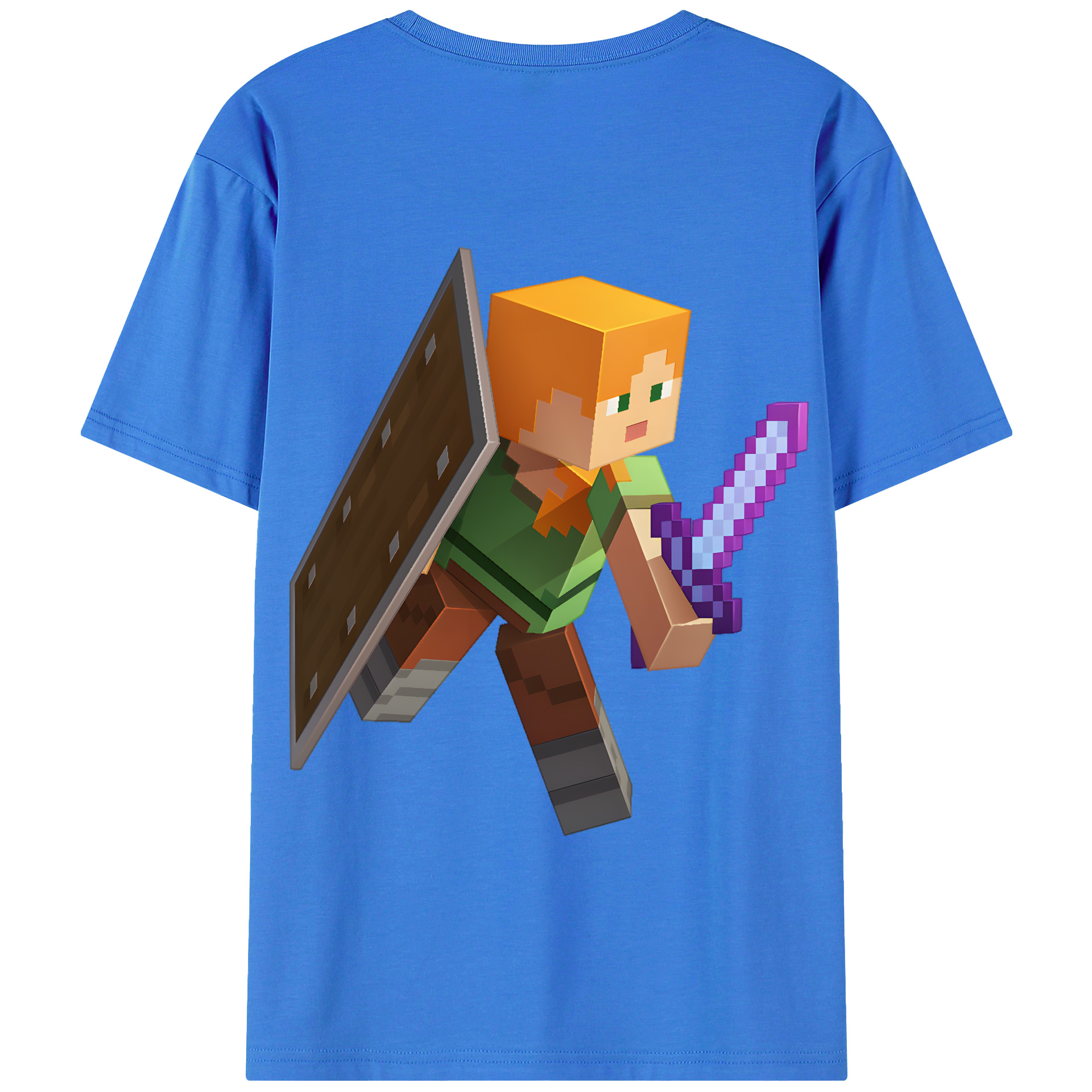 （画像用） マインクラフト ブロックの世界 Minecraft MC Block world 綿100％半袖Tシャツ（背面プリント）