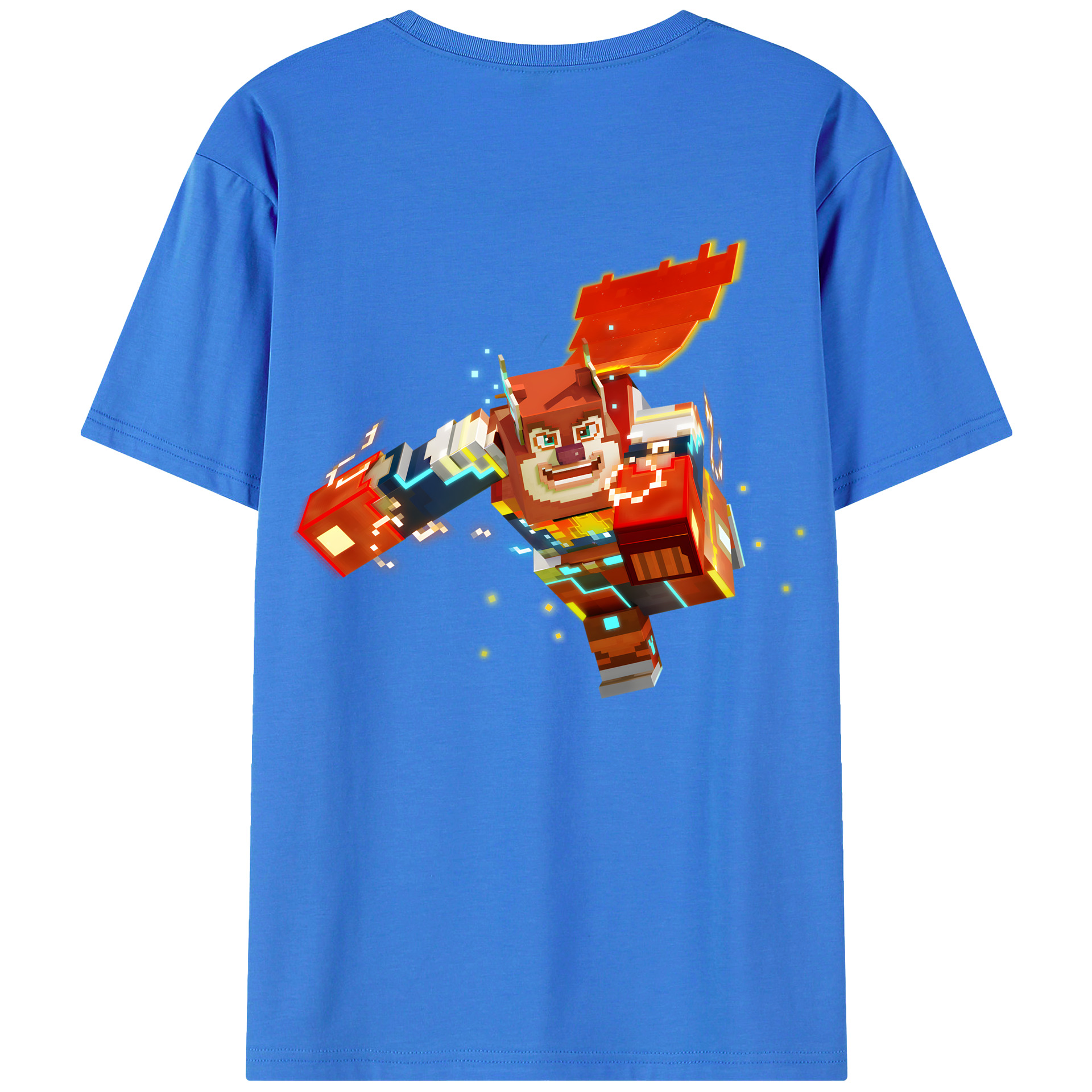 （画像用） マインクラフト ブロックの世界 Minecraft MC Block world 綿100％半袖Tシャツ（背面プリント）