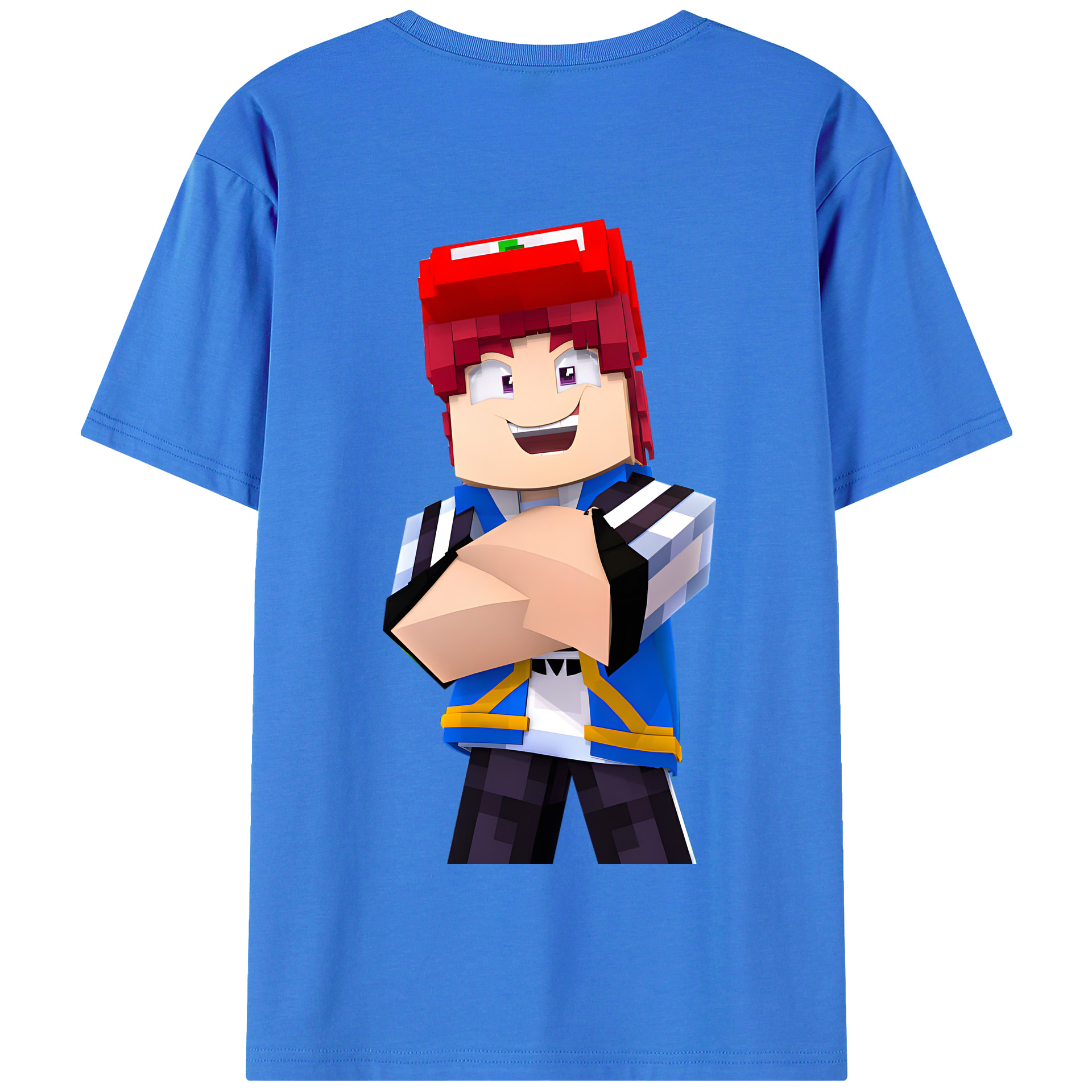 （画像用） マインクラフト ブロックの世界 Minecraft MC Block world 綿100％半袖Tシャツ（背面プリント）