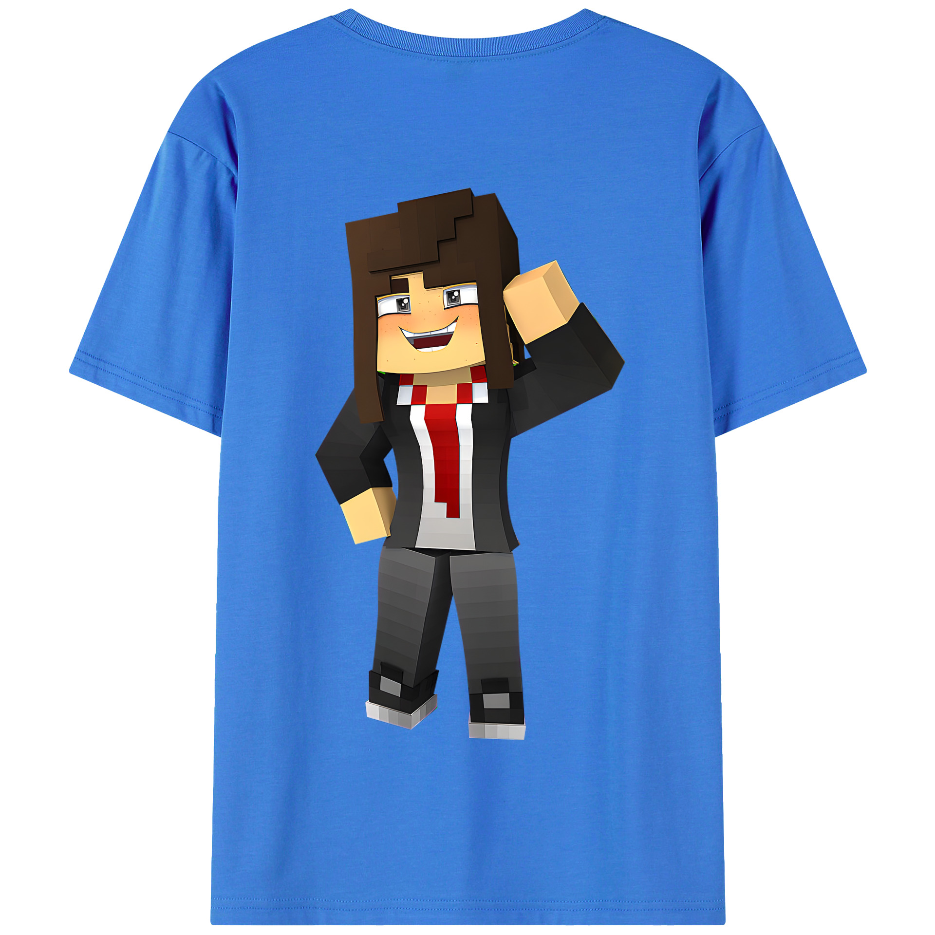 （画像用） マインクラフト ブロックの世界 Minecraft MC Block world 綿100％半袖Tシャツ（背面プリント）