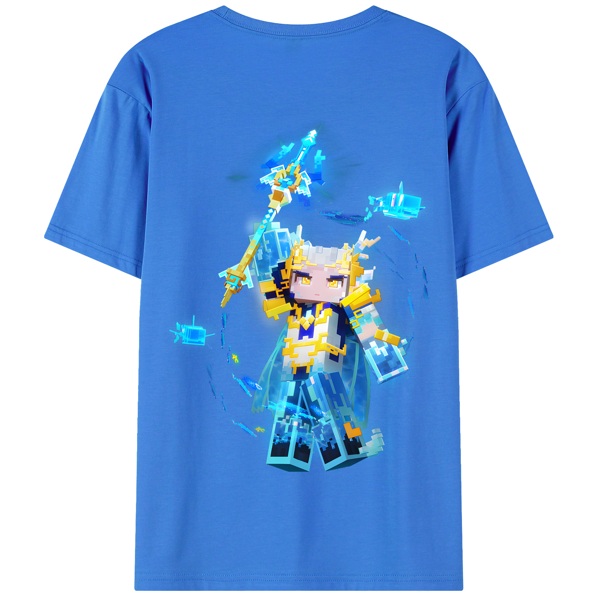 （画像用） マインクラフト ブロックの世界 Minecraft MC Block world 綿100％半袖Tシャツ（背面プリント）