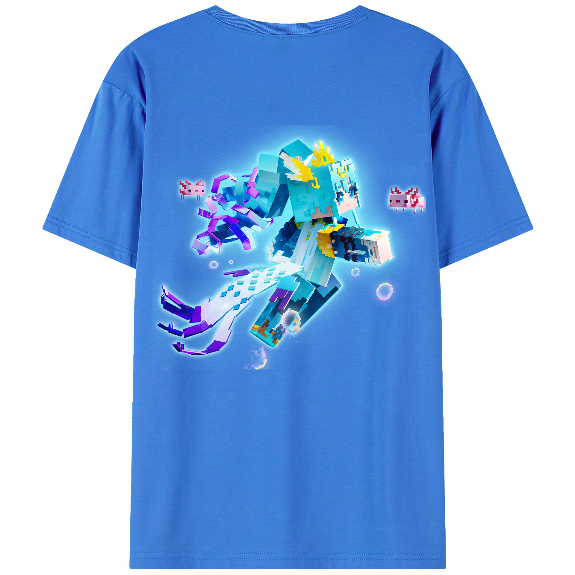 （画像用） マインクラフト ブロックの世界 Minecraft MC Block world 綿100％半袖Tシャツ（背面プリント）