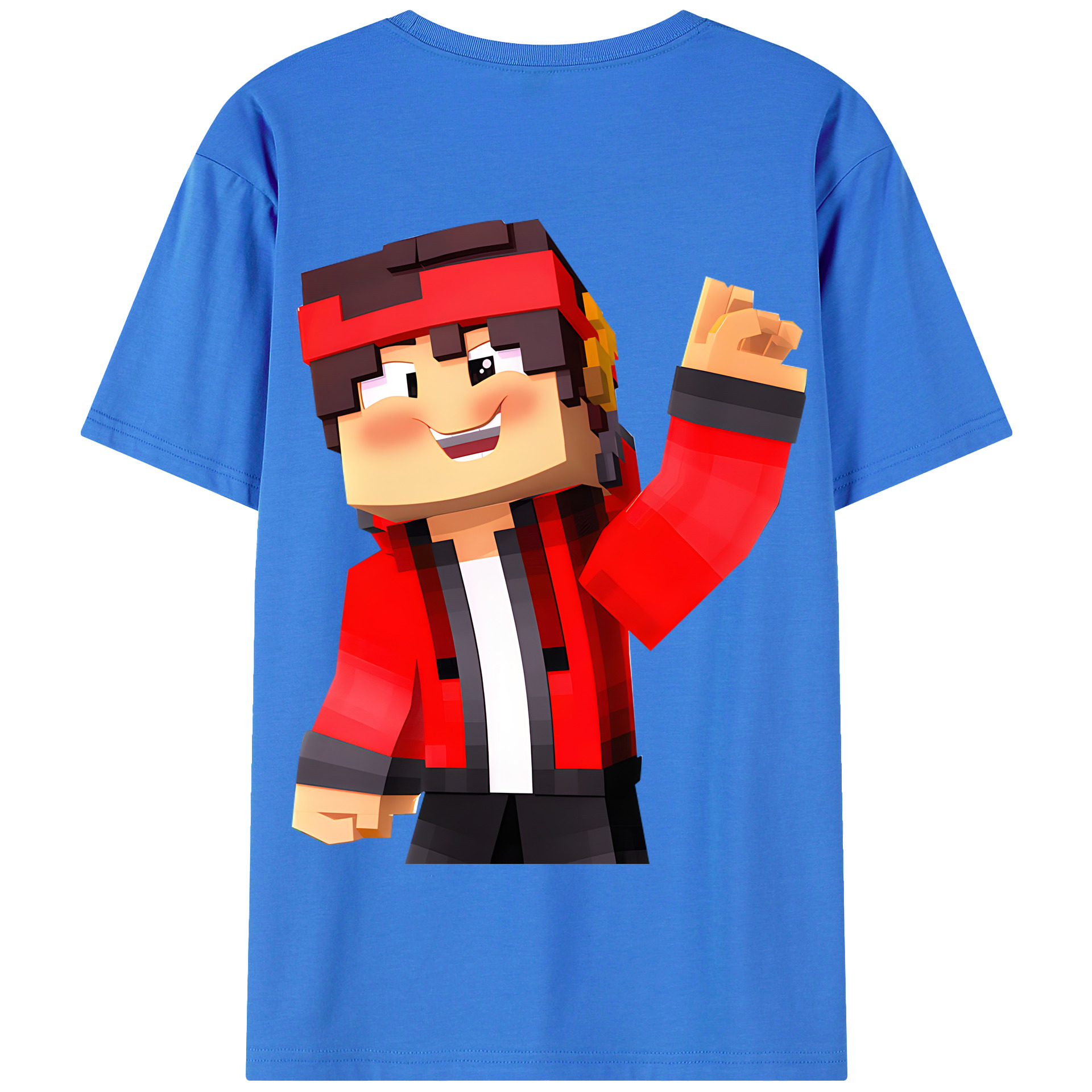 （画像用） マインクラフト ブロックの世界 Minecraft MC Block world 綿100％半袖Tシャツ（背面プリント）