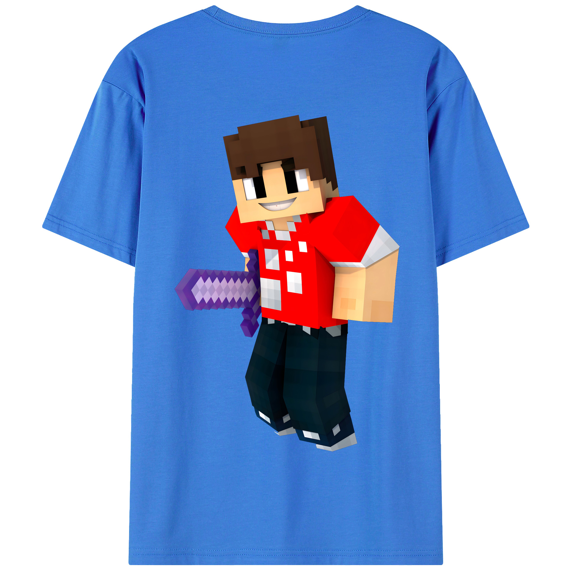 （画像用） マインクラフト ブロックの世界 Minecraft MC Block world 綿100％半袖Tシャツ（背面プリント）