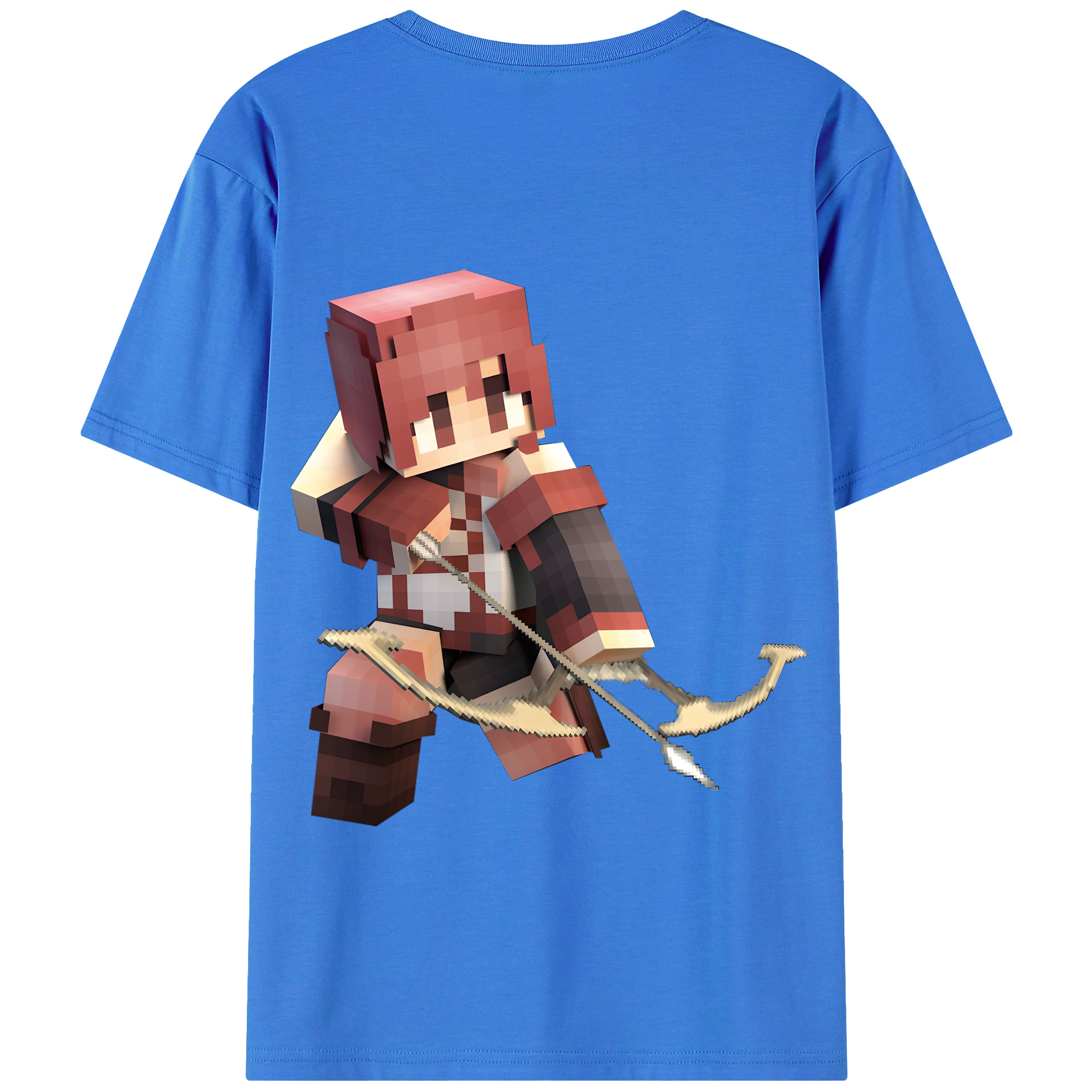（画像用） マインクラフト ブロックの世界 Minecraft MC Block world 綿100％半袖Tシャツ（背面プリント）