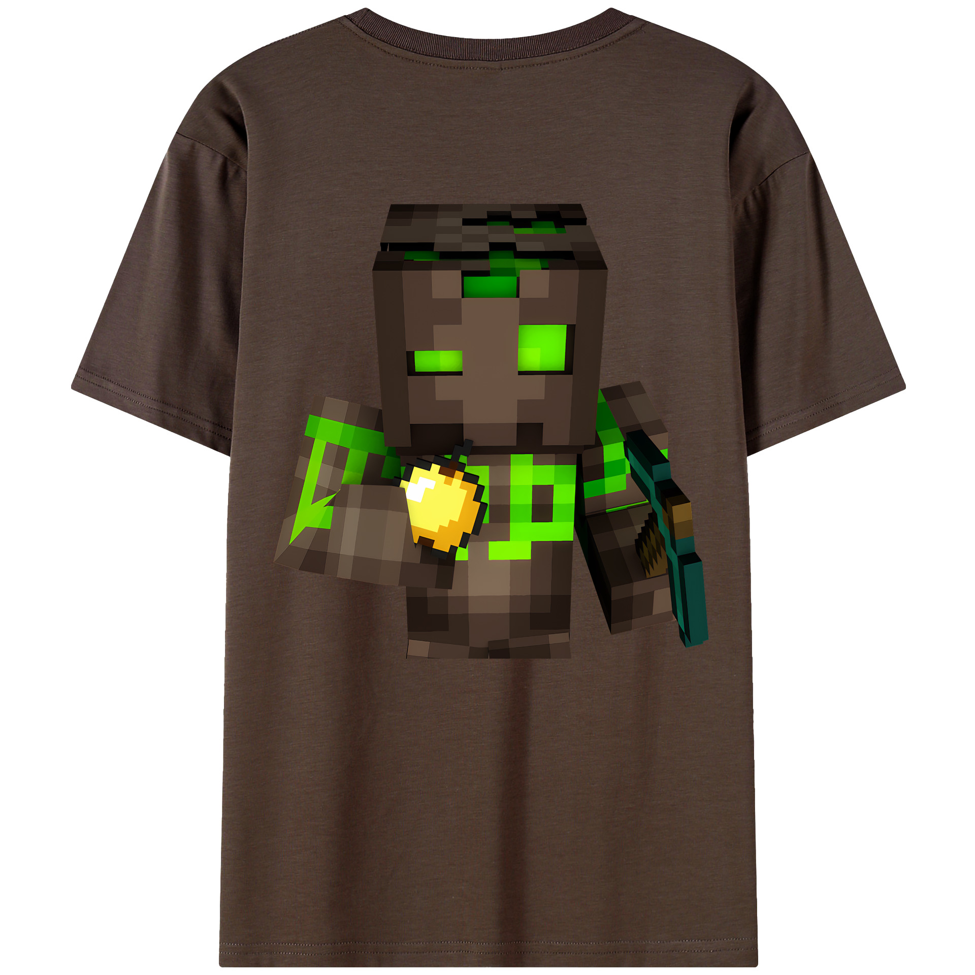 （画像用） マインクラフト ブロックの世界 Minecraft MC Block world 綿100％半袖Tシャツ（背面プリント）