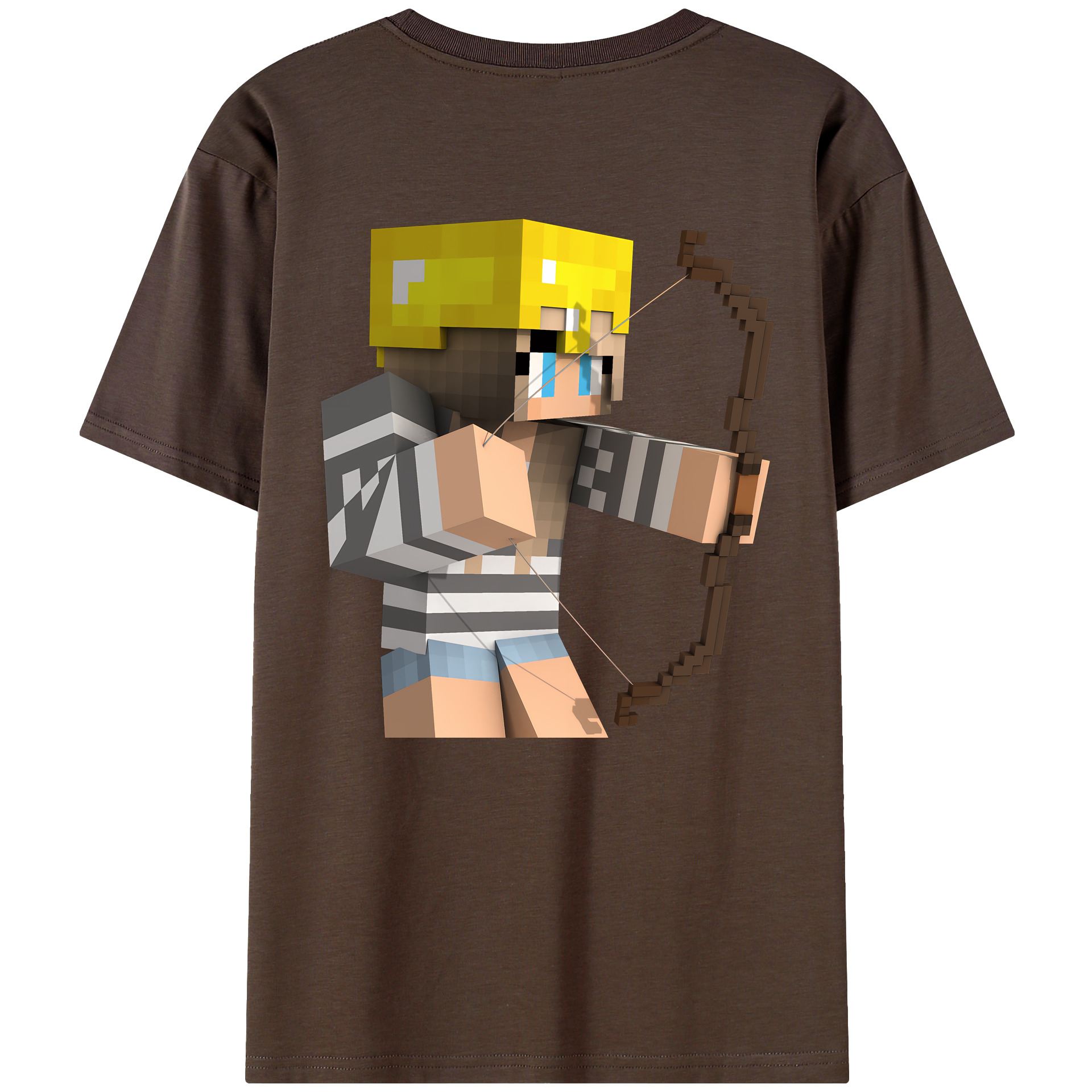 （画像用） マインクラフト ブロックの世界 Minecraft MC Block world 綿100％半袖Tシャツ（背面プリント）