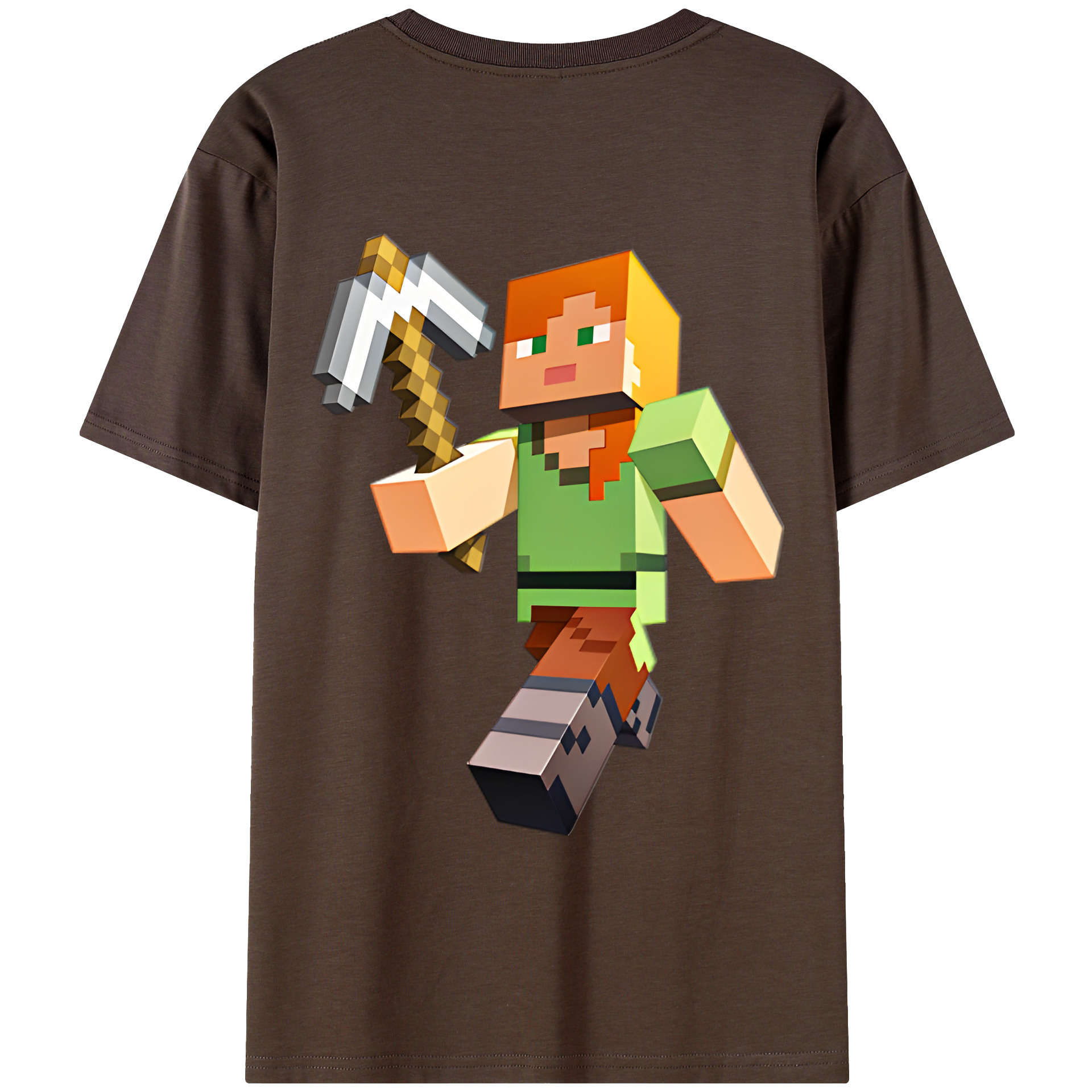 （画像用） マインクラフト ブロックの世界 Minecraft MC Block world 綿100％半袖Tシャツ（背面プリント）