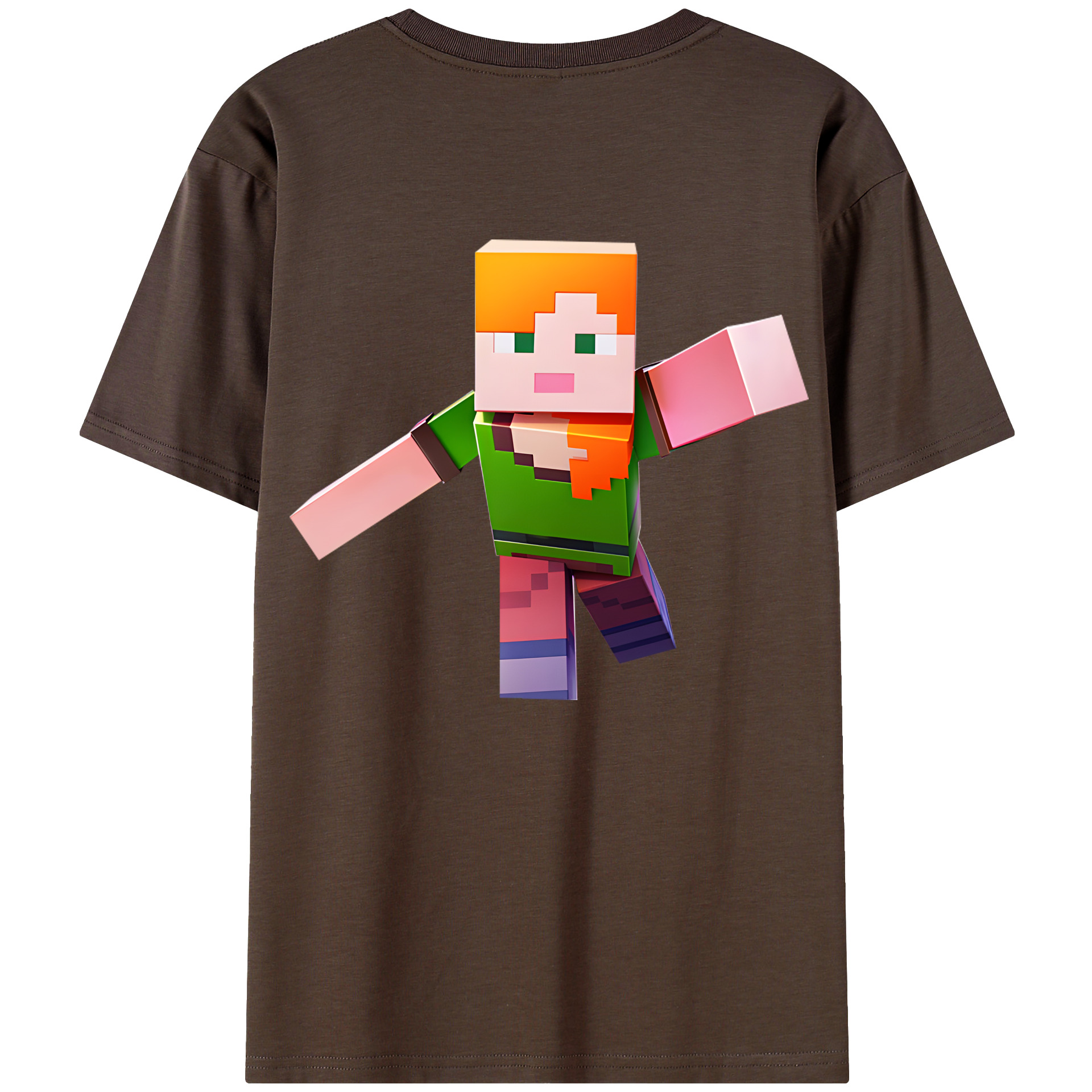 （画像用） マインクラフト ブロックの世界 Minecraft MC Block world 綿100％半袖Tシャツ（背面プリント）
