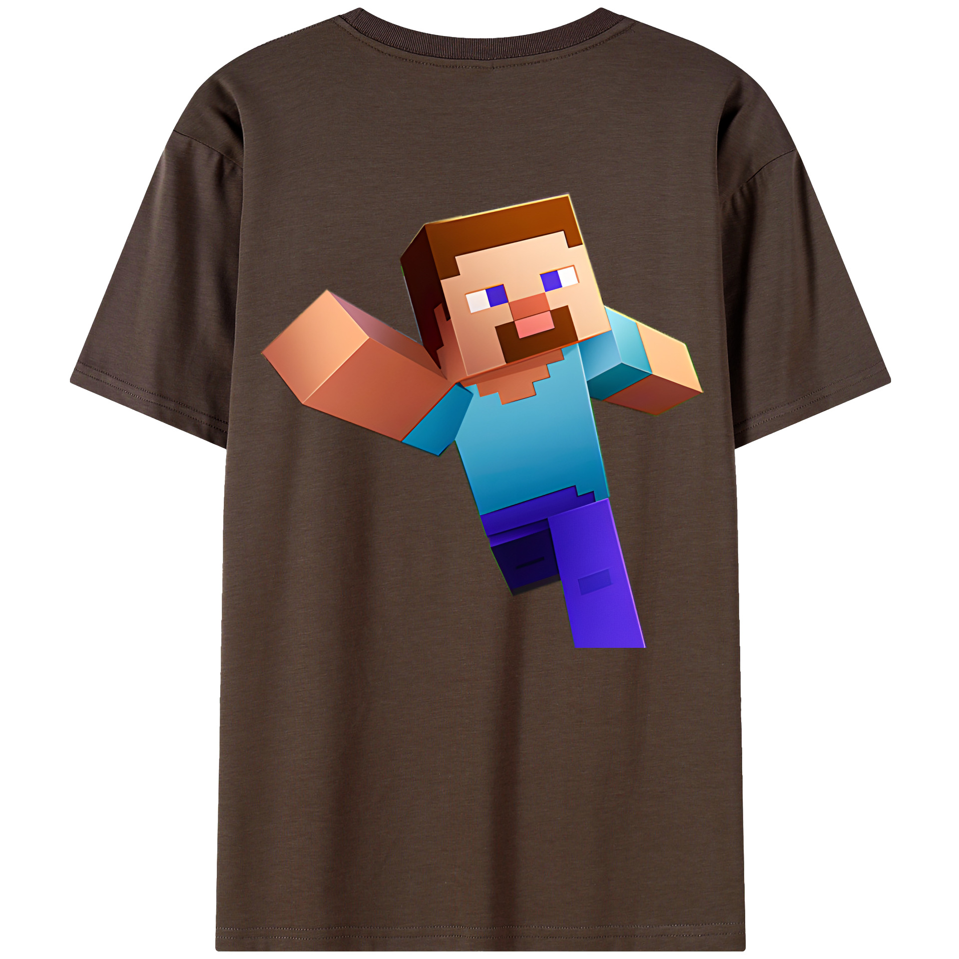 （画像用） マインクラフト ブロックの世界 Minecraft MC Block world 綿100％半袖Tシャツ（背面プリント）