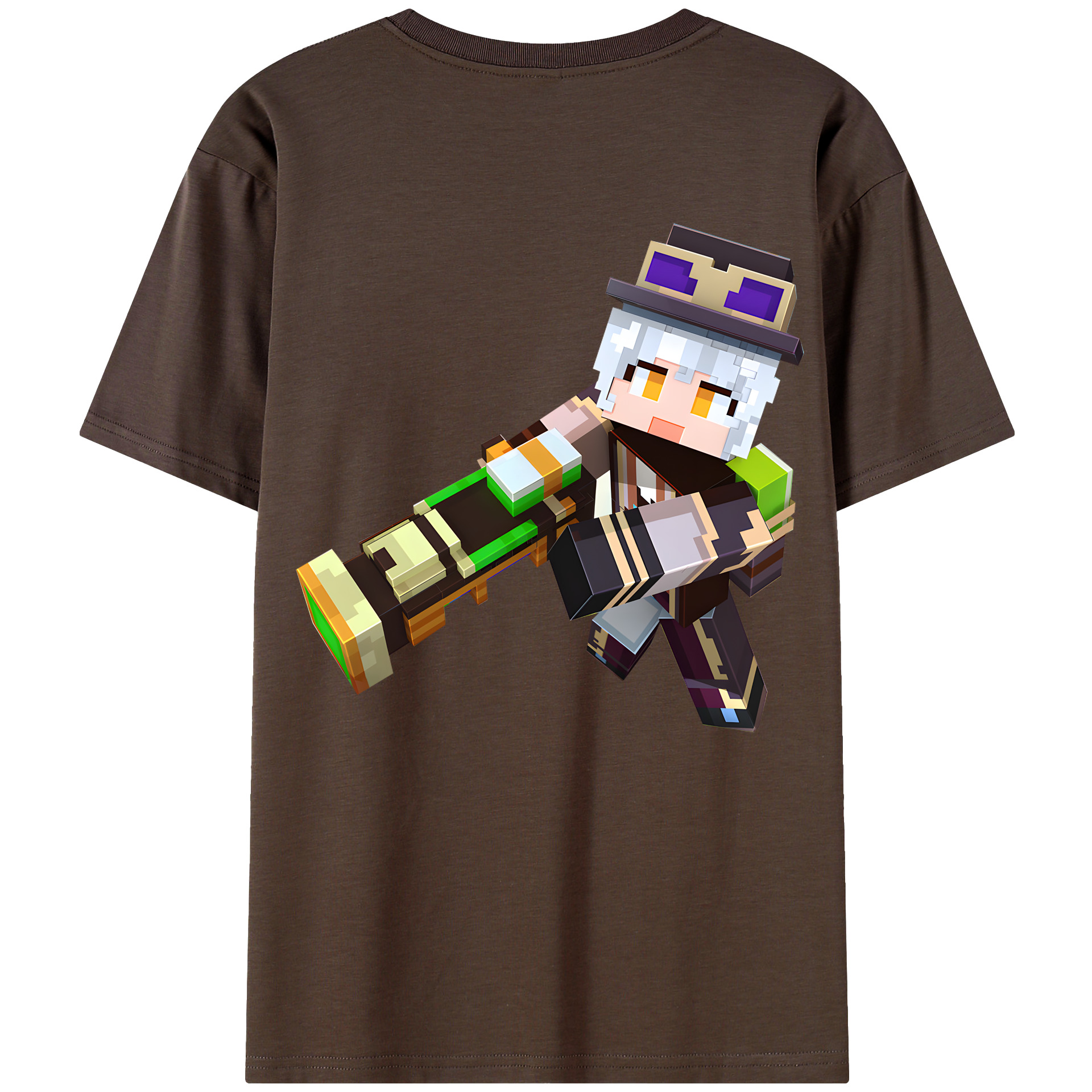 （画像用） マインクラフト ブロックの世界 Minecraft MC Block world 綿100％半袖Tシャツ（背面プリント）