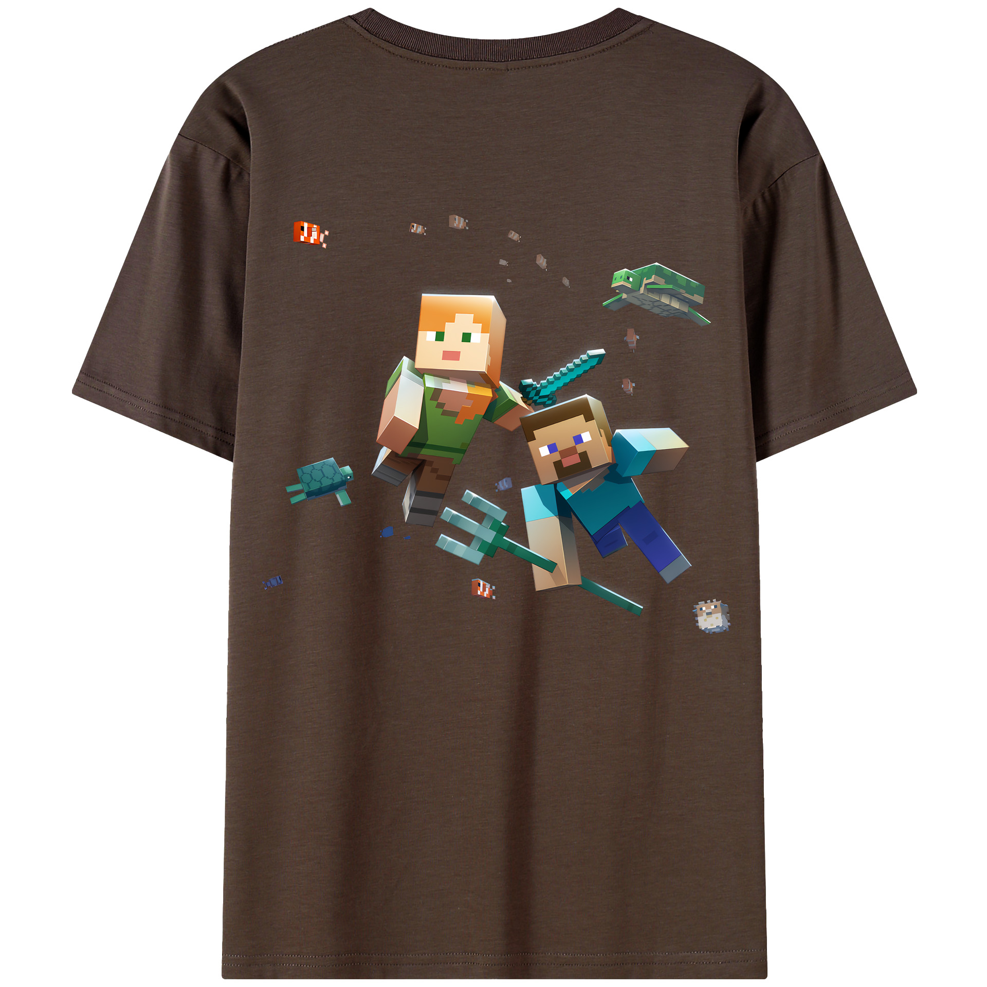 （画像用） マインクラフト ブロックの世界 Minecraft MC Block world 綿100％半袖Tシャツ（背面プリント）