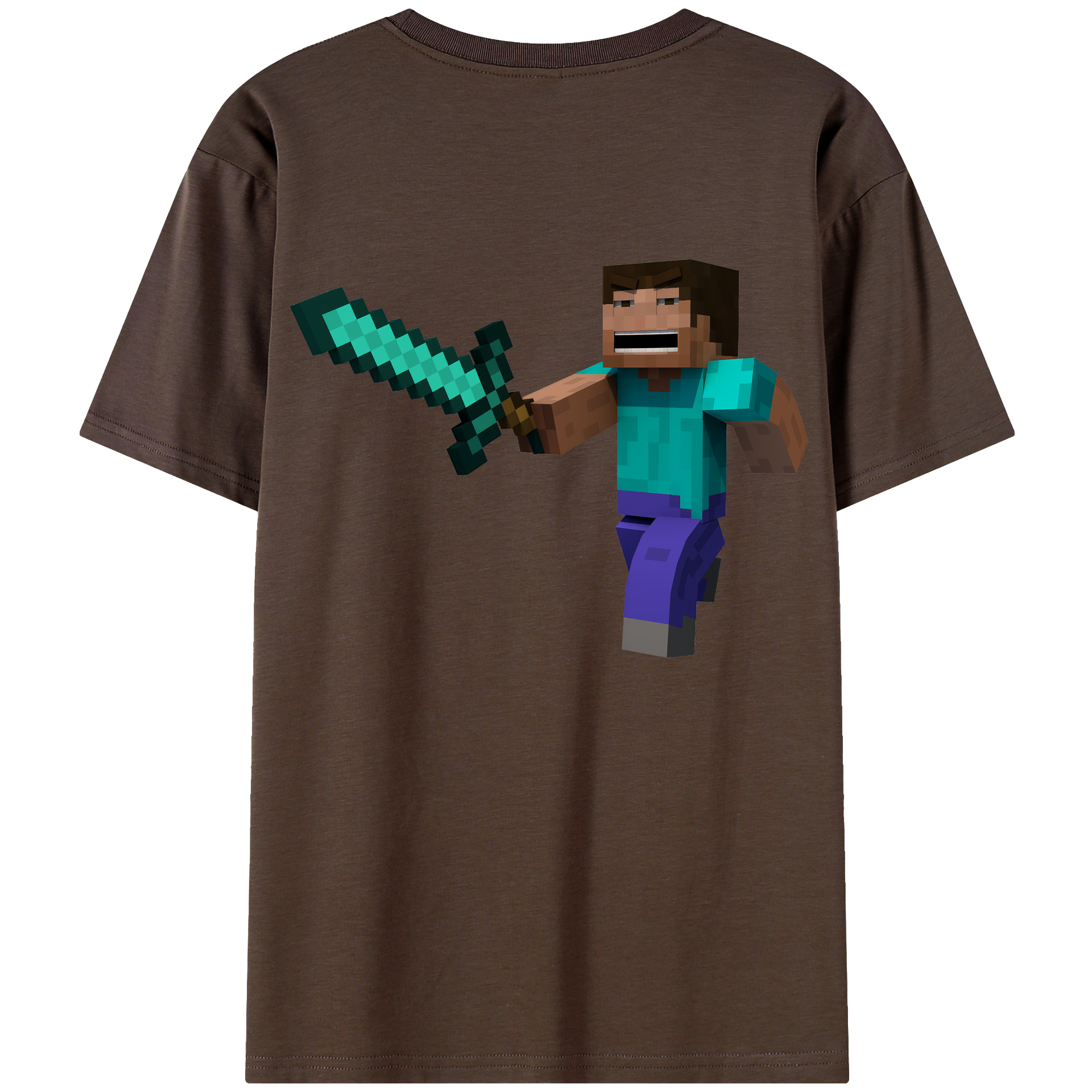 （画像用） マインクラフト ブロックの世界 Minecraft MC Block world 綿100％半袖Tシャツ（背面プリント）