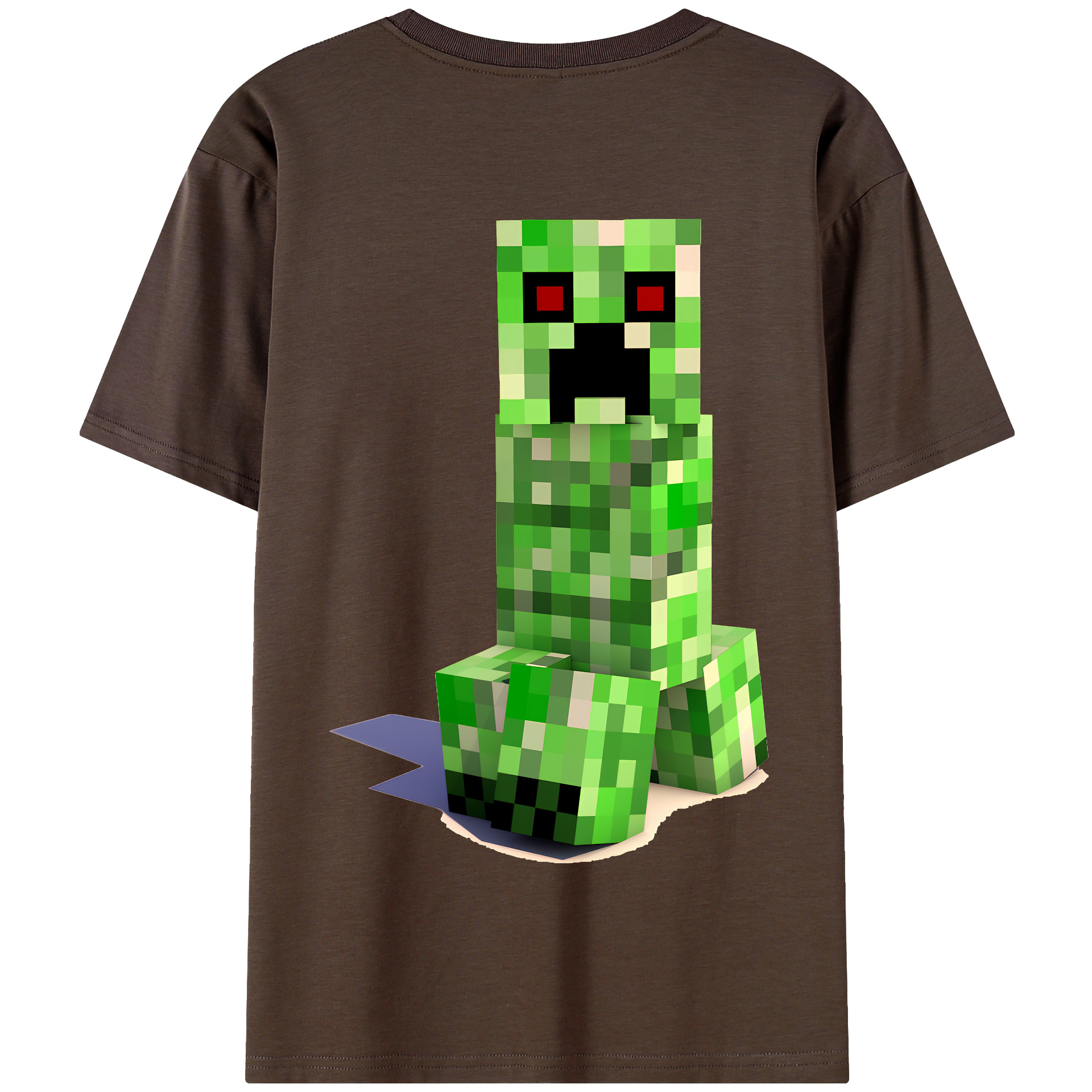 （画像用） マインクラフト ブロックの世界 Minecraft MC Block world 綿100％半袖Tシャツ（背面プリント）