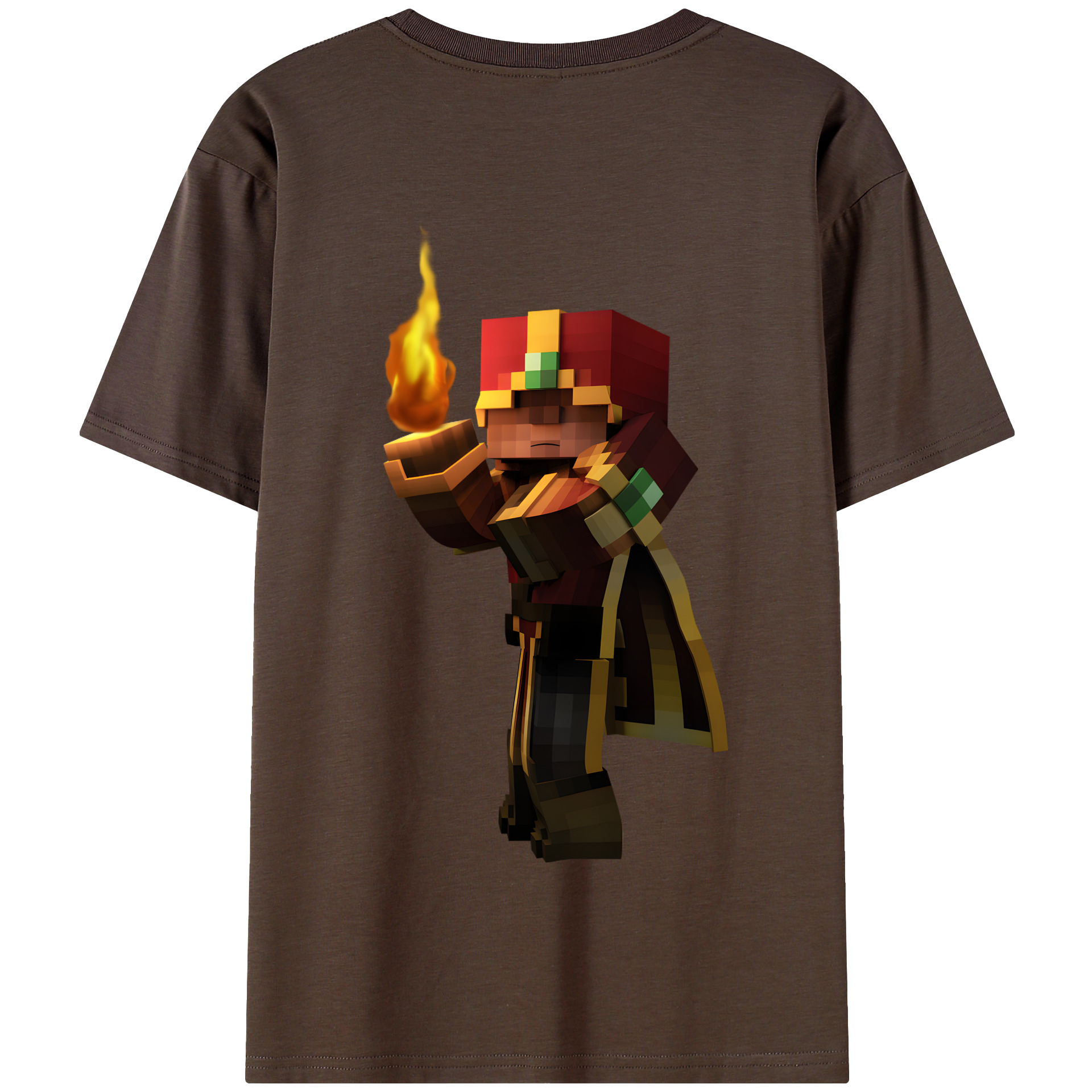（画像用） マインクラフト ブロックの世界 Minecraft MC Block world 綿100％半袖Tシャツ（背面プリント）