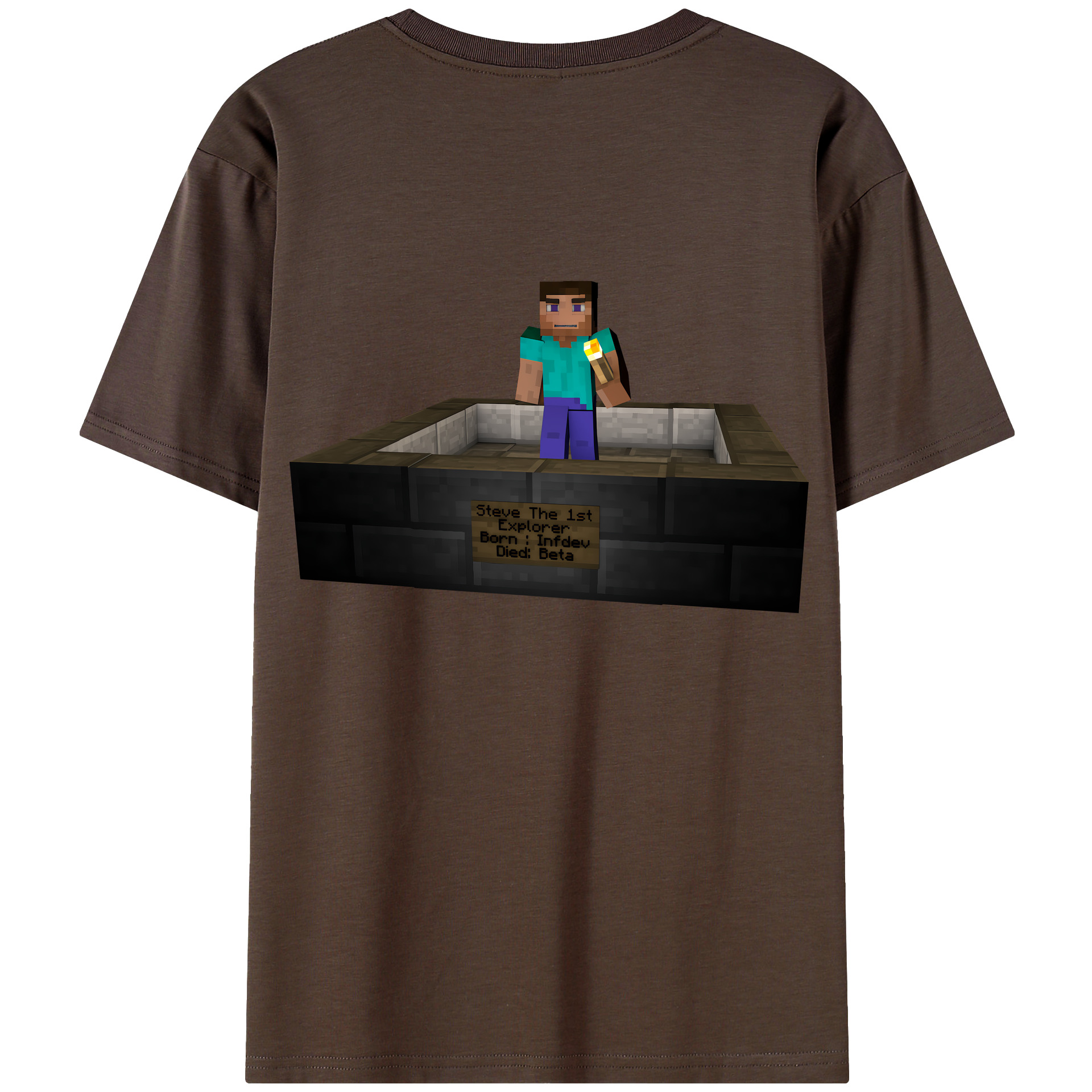 （画像用） マインクラフト ブロックの世界 Minecraft MC Block world 綿100％半袖Tシャツ（背面プリント）