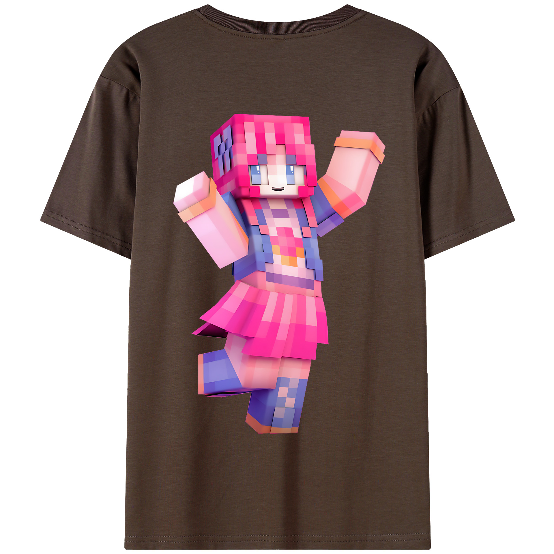 （画像用） マインクラフト ブロックの世界 Minecraft MC Block world 綿100％半袖Tシャツ（背面プリント）
