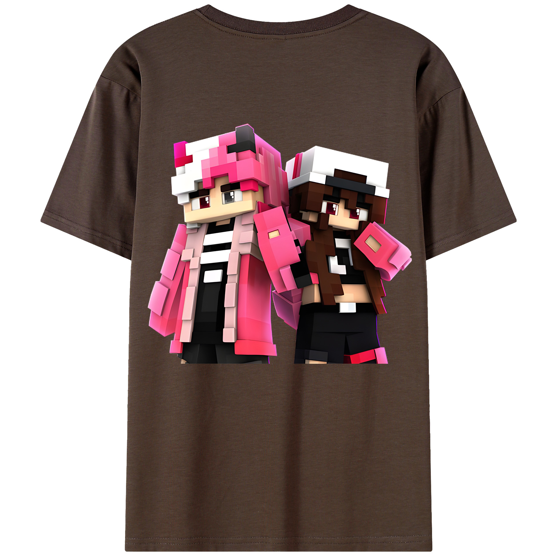（画像用） マインクラフト ブロックの世界 Minecraft MC Block world 綿100％半袖Tシャツ（背面プリント）