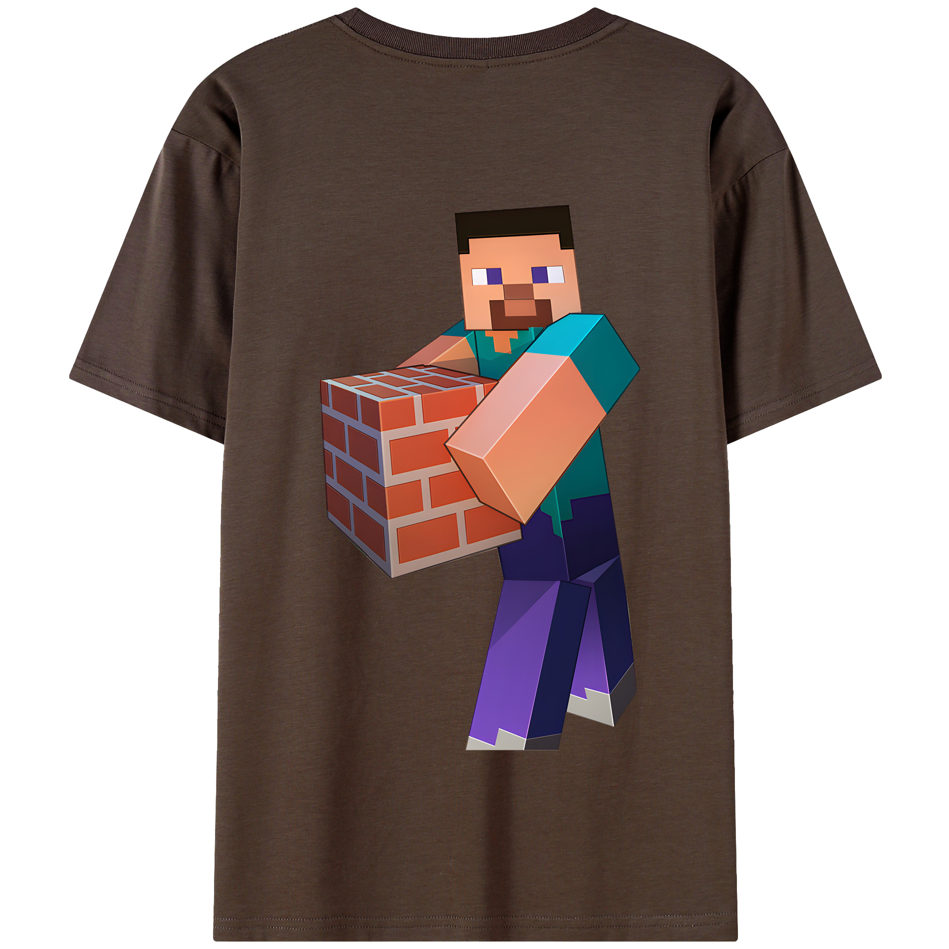 （画像用） マインクラフト ブロックの世界 Minecraft MC Block world 綿100％半袖Tシャツ（背面プリント）
